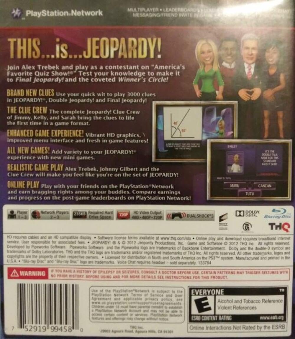 Jeopardy! Game for PlayStation 3 - Trivia Challenge & Family Fun - Perfect for Game Nights & Learning Activities