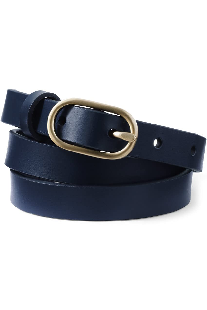 Lands' End Women's Slim Leather Belt - Genuine Leather Dress Belt for Jeans, Pants & Office Wear - Perfect for Work, Casual & Formal Outfits