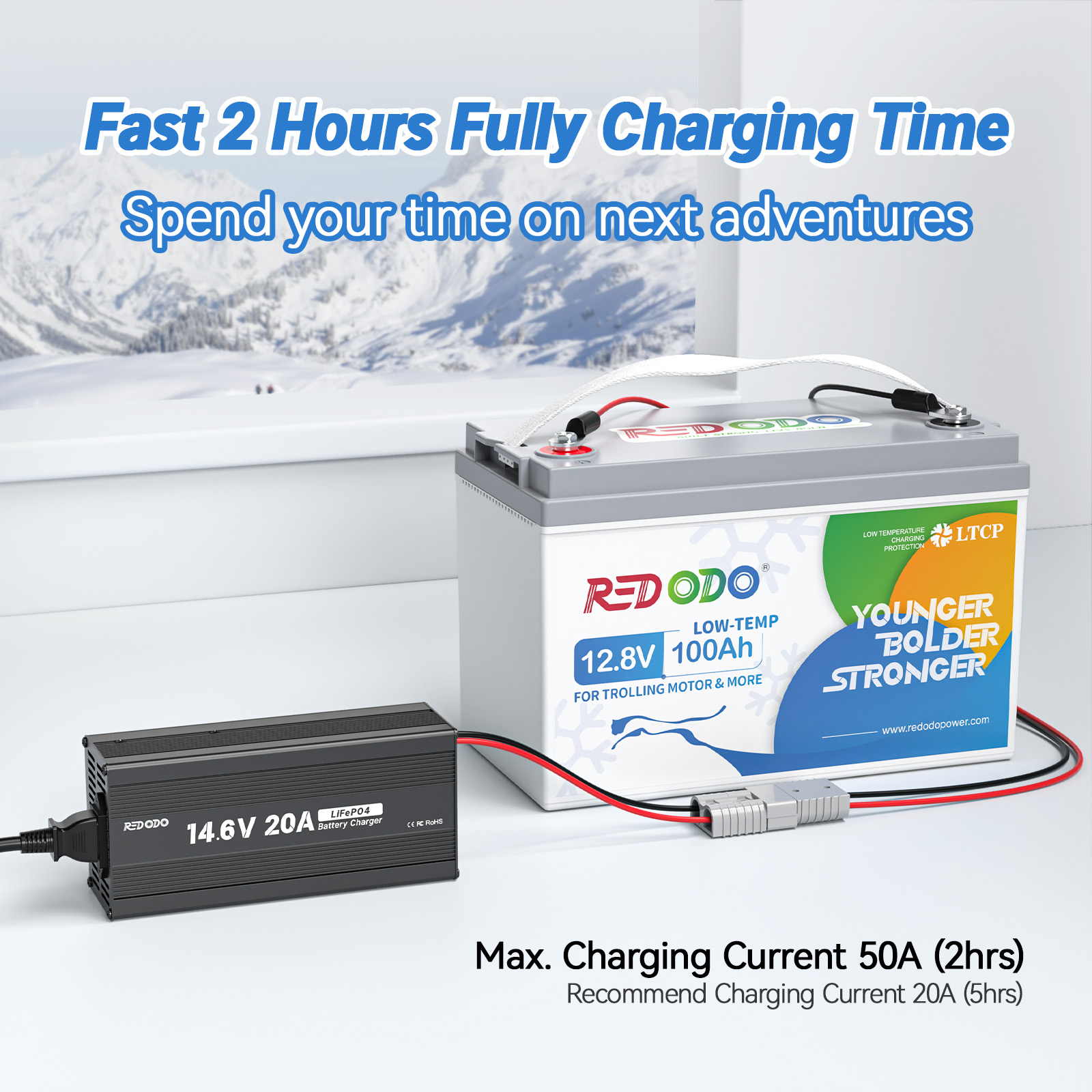 Like New Redodo 12.8V 100Ah LiFePO4 Battery with Low Temperature Cutoff - Ideal for Trolling Motors, Marine Applications & Off-Grid Power Systems