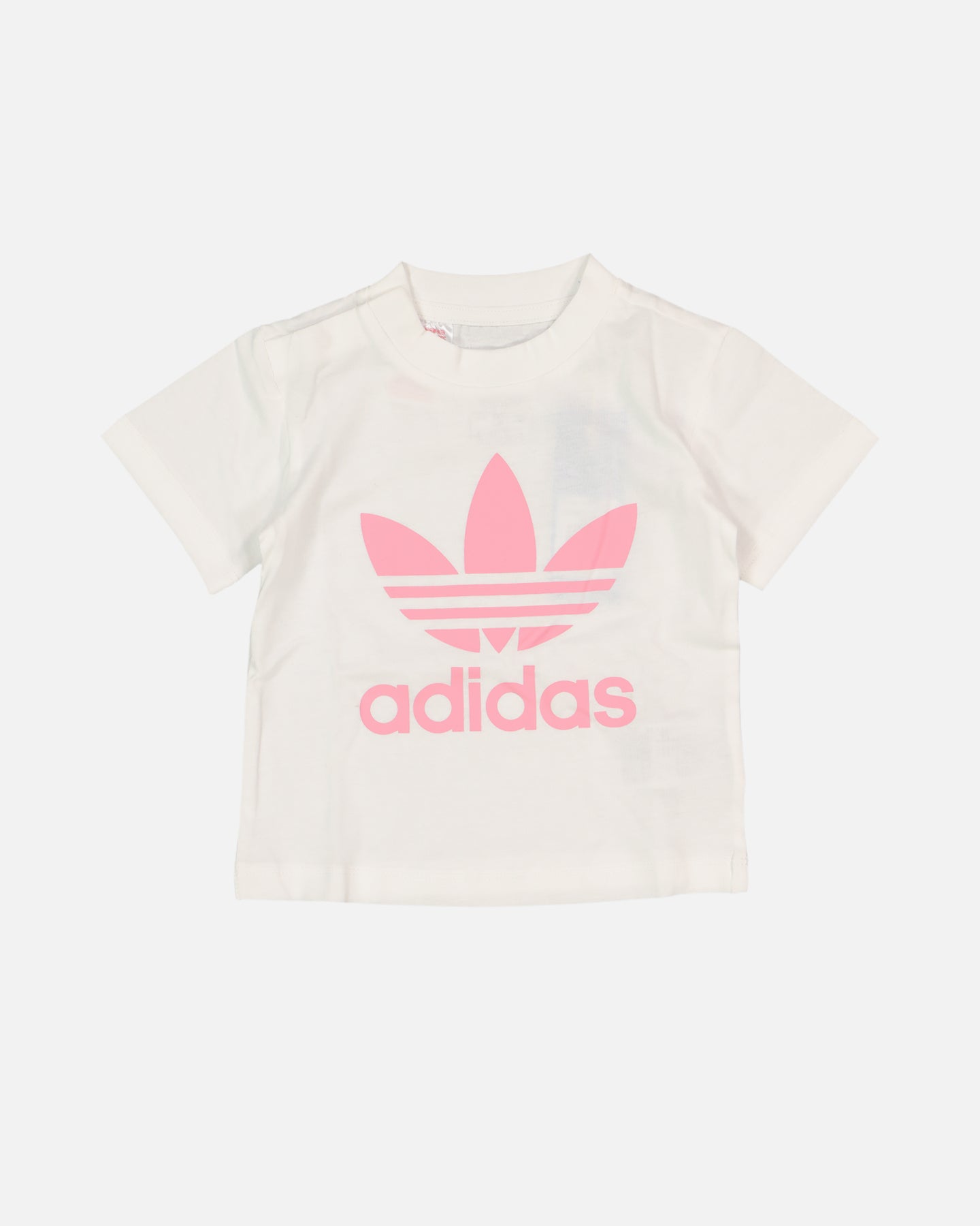 Adidas Infant Trefoil Short Sleeve Tee & Shorts Set - White & Bliss Pink - Comfortable Baby Outfit for Playtime & Casual Wear