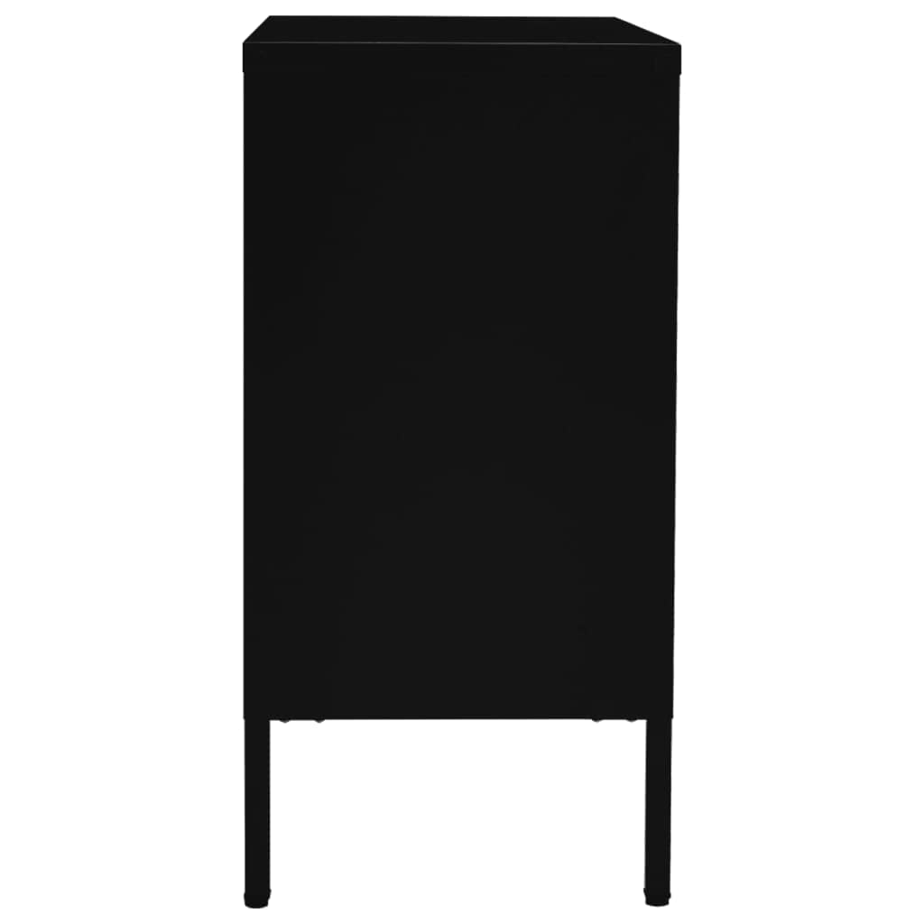 FAMIROSA Modern Black Steel Sideboard with 3 Drawers & Adjustable Shelf - 29.5