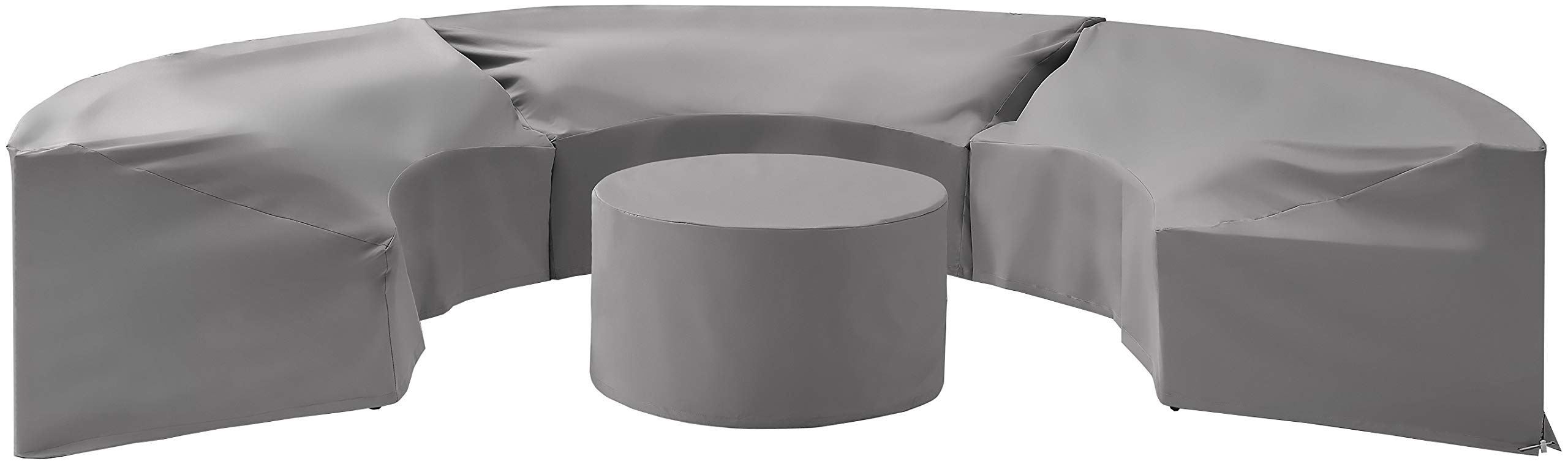 Waterproof 4-Piece Patio Furniture Cover Set for Round Outdoor Sectional - Gray - Heavy Duty Weather Protection for Outdoor Sofa, Loveseat & Chairs - Perfect for Backyard, Deck & Poolside Use