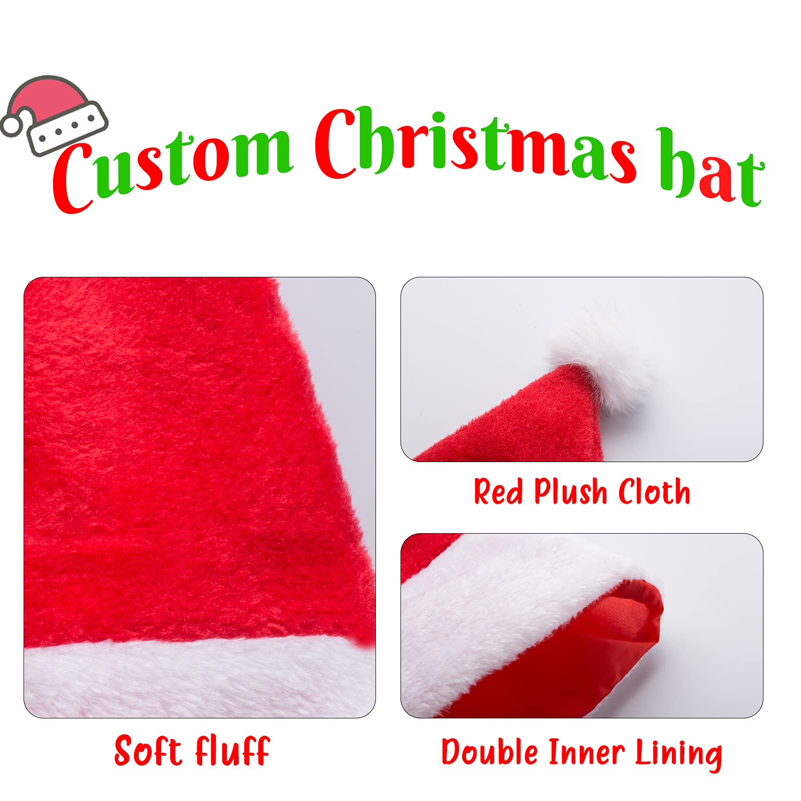 Personalized Santa Hats with Names for Adults & Kids - Custom Christmas Party Hats for Holiday Celebrations, New Year Events & Family Gatherings