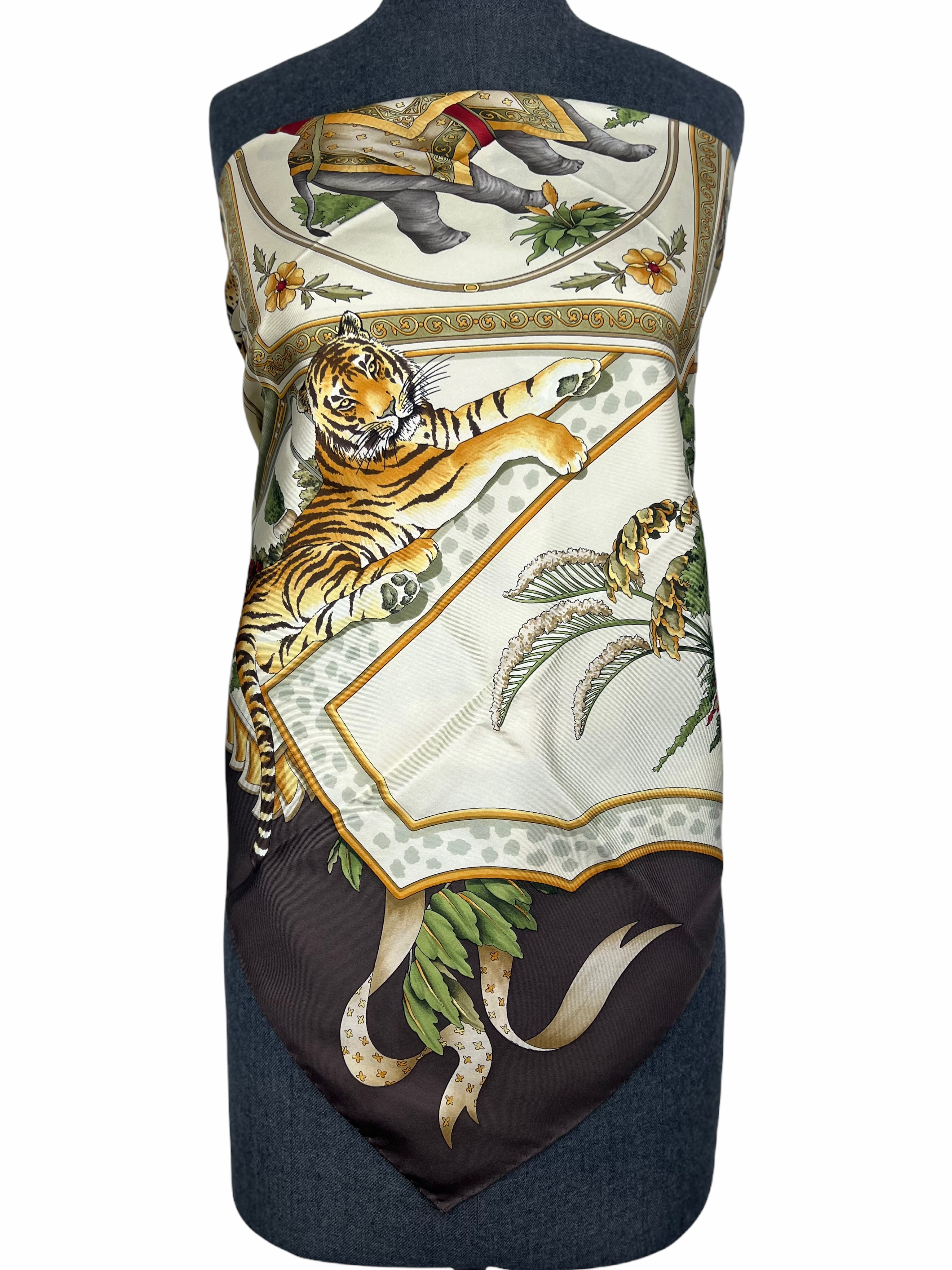 Salvatore Ferragamo Elephant Jungle Silk Scarf - Luxury Designer Fashion Accessory for Women - Perfect for Travel, Gifts & Special Occasions