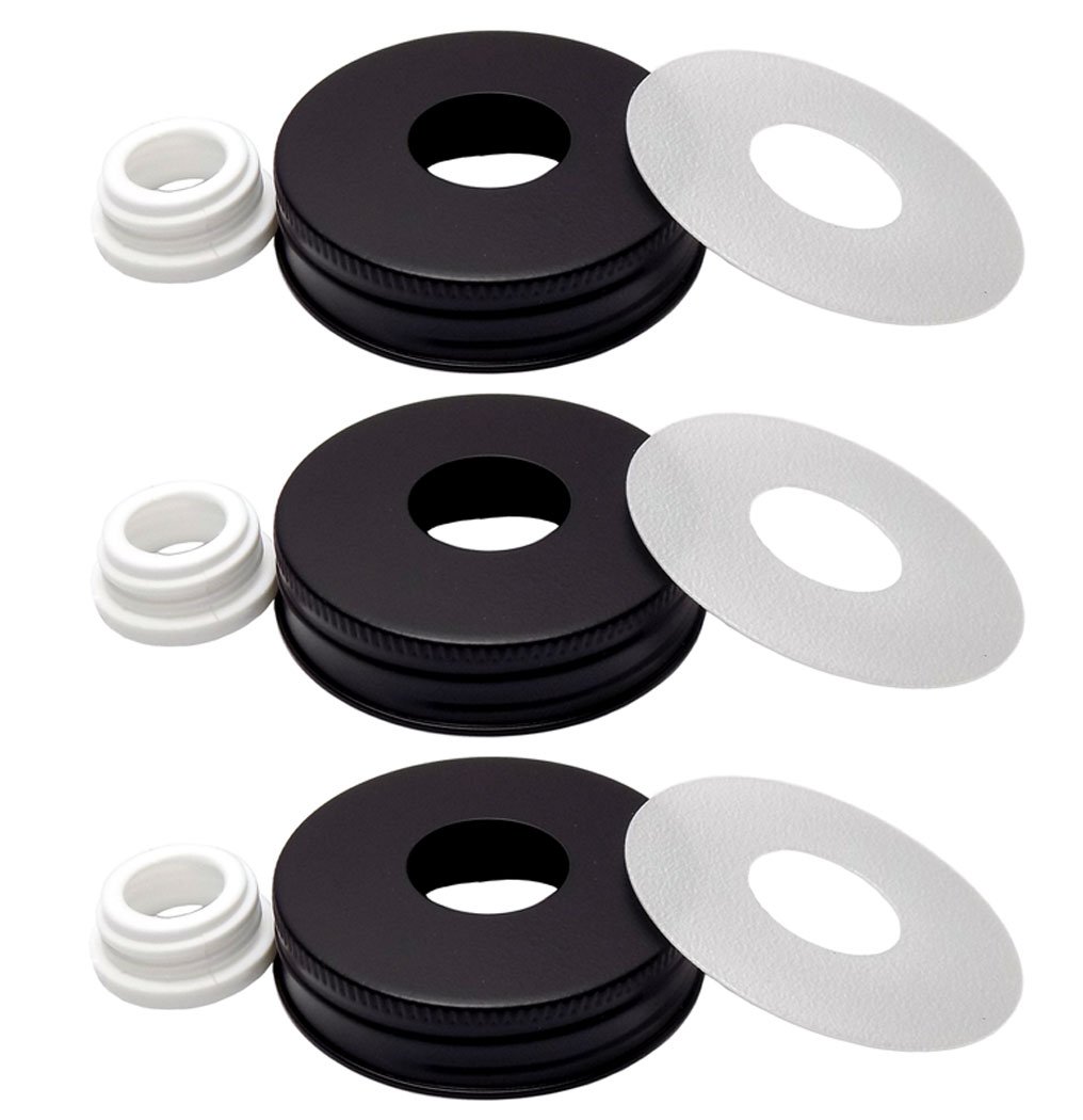 Stainless Steel Mason Jar Dispenser Kit - Rust Resistant, Leak Proof (3 Pack) for Coffee, Tea, Sugar & Spice Storage - Perfect for Kitchen, Pantry & Home Organization