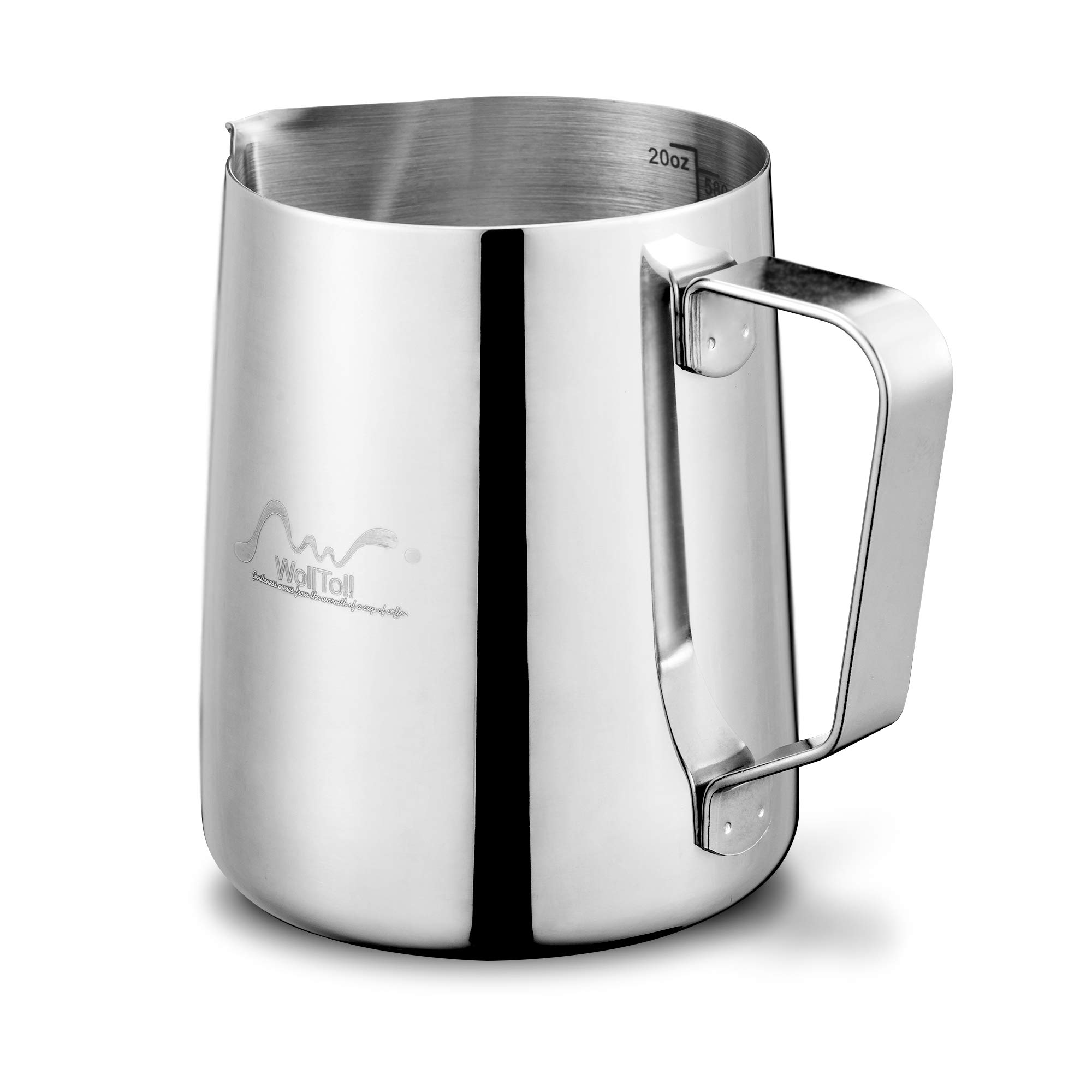 Premium Stainless Steel Milk Frothing Pitcher - 12 oz (350 ml) & 20 oz (600 ml) Options - Barista-Grade for Lattes, Cappuccinos & Hot Chocolate - Chrome Finish - Ideal for Home & Professional Coffee Shops