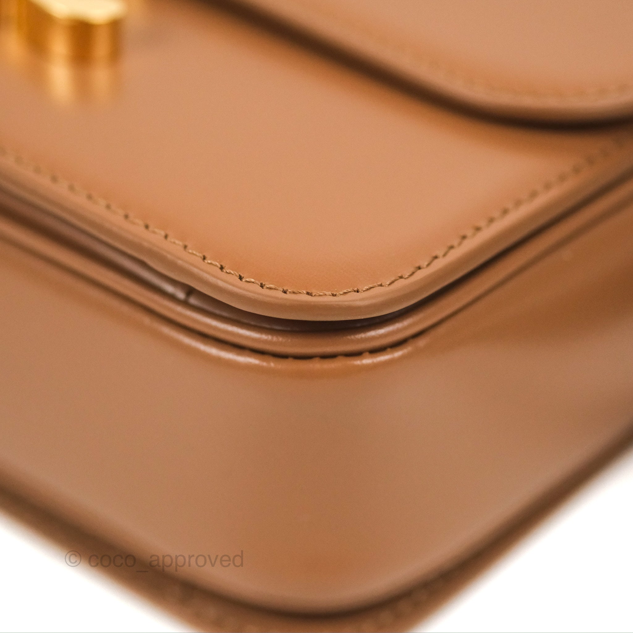 Celine Teen Triomphe Bag in Shiny Calfskin Bronze - Luxury Crossbody Purse for Women, Perfect for Date Night & Evening Events