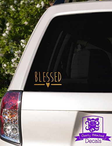 Blessed Typography Vinyl Decal Sticker - 8 Inch Gold Metallic for Car, Truck, Window, Laptop, Phone - Perfect for Personalizing Vehicles, Electronics & Home Decor