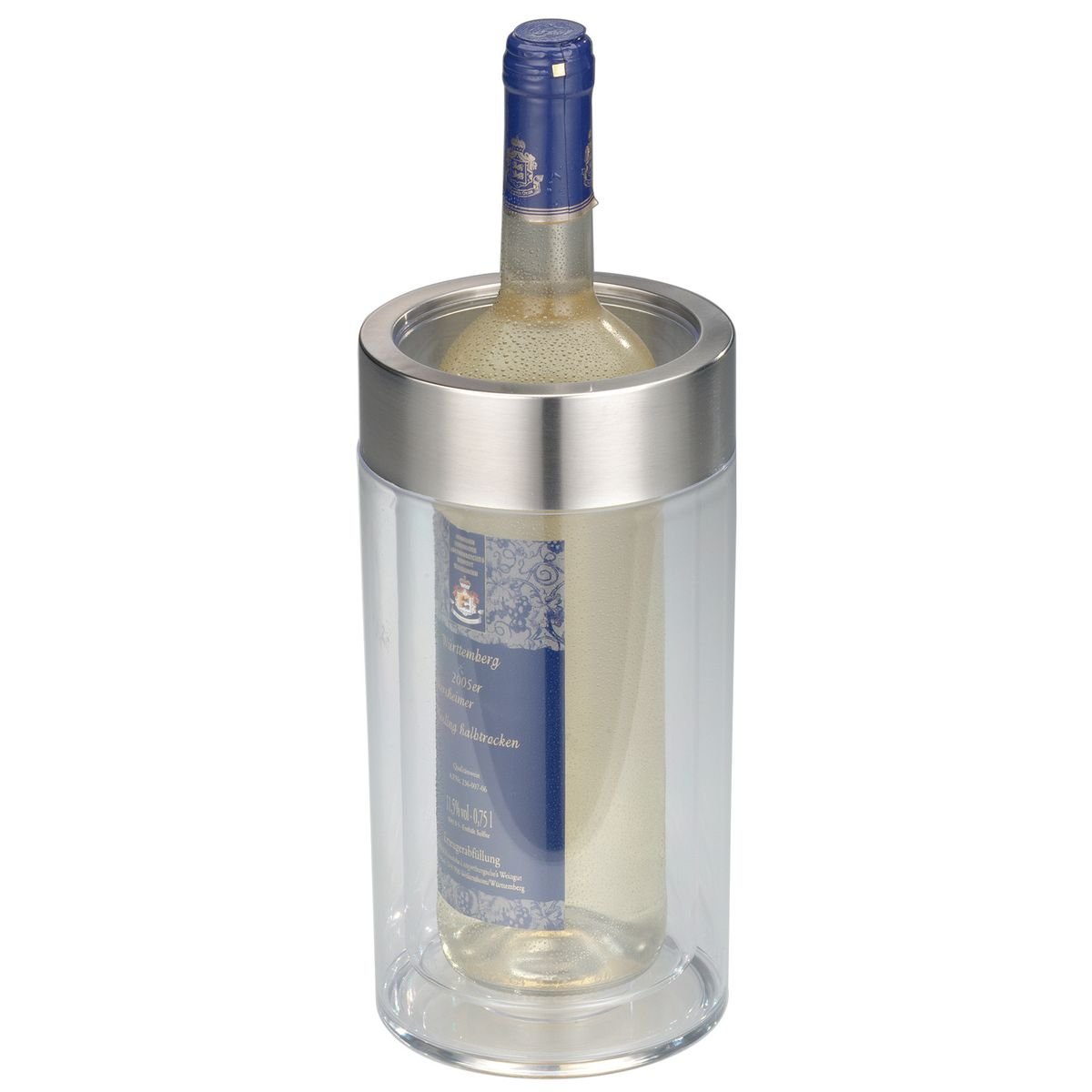 Double Wall Insulated Wine Chiller - Keep Wine, Champagne & Sparkling Water Cold - Plastic Single Bottle Cooler for Parties, Picnics & Home Bars