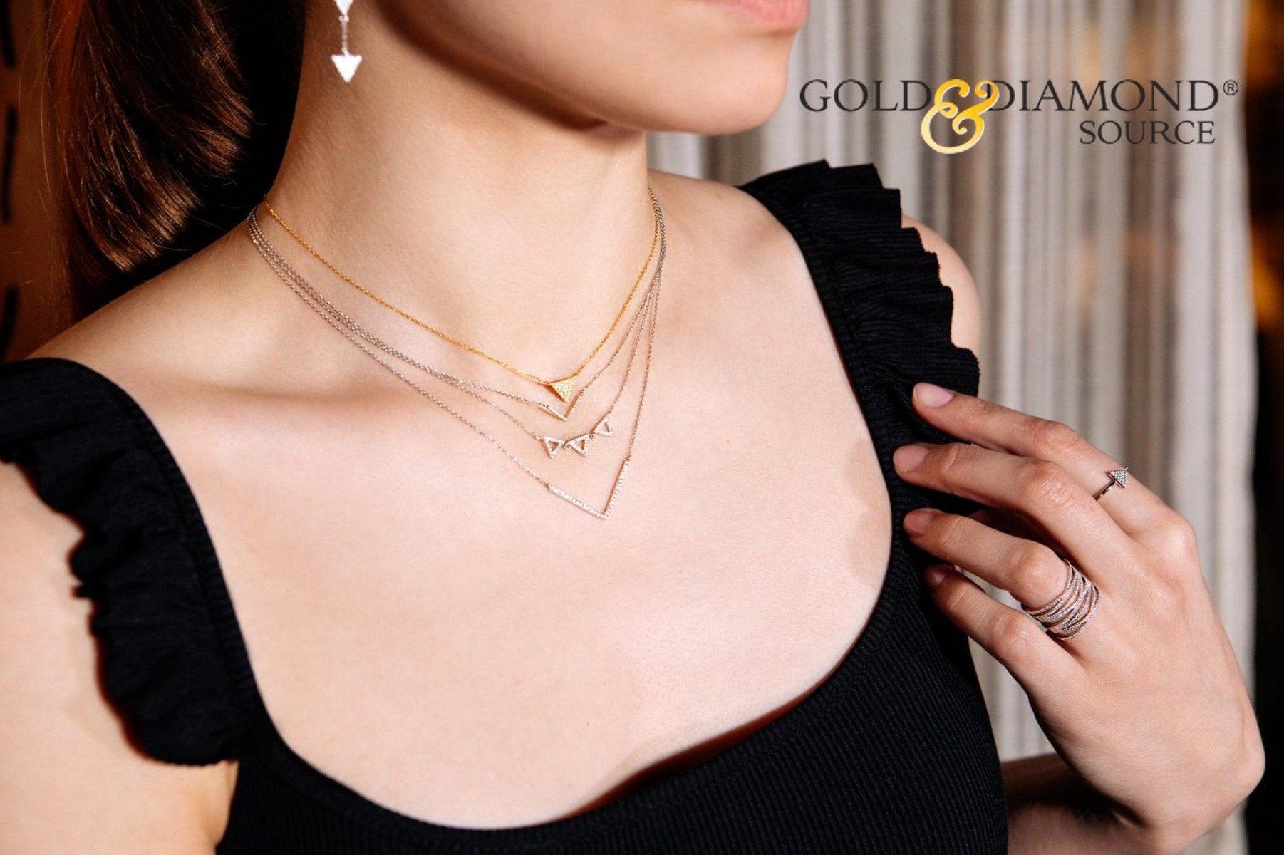 14K Gold 0.05 CTW Diamond V-Shaped Pendant Necklace for Women - Elegant Layering Piece for Date Night & Special Occasions