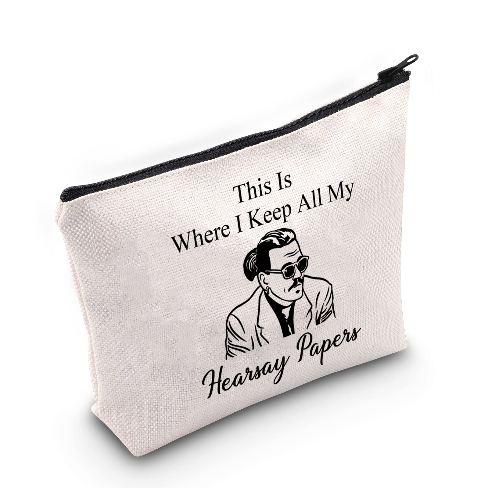 G2TUP Johnny Fan Makeup Bag - This Is Where I Keep All My Hearsay Papers Cosmetic Pouch for Women, Travel Zipper Toiletry Bag (White) - Perfect Gift for Johnny Fans, Concert Essentials & Travel Accessories
