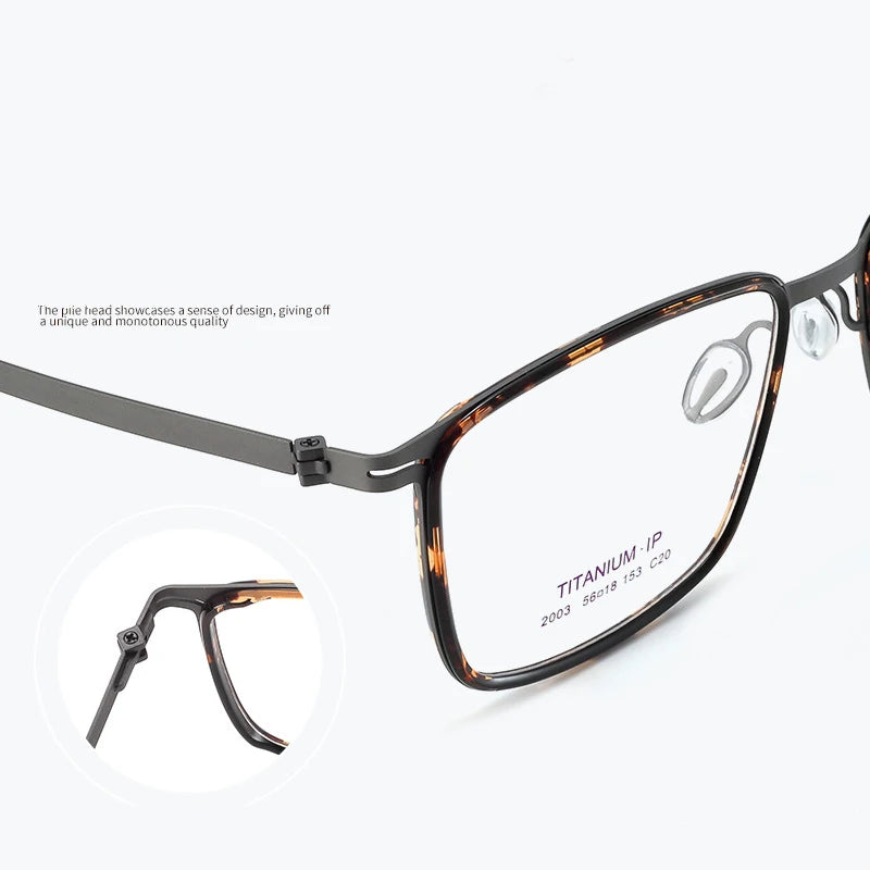 Bclear Unisex Full Rim Square Titanium Acetate Eyeglasses L2003 - Lightweight Durable Frame for Men & Women - Perfect for Reading, Work, and Everyday Wear