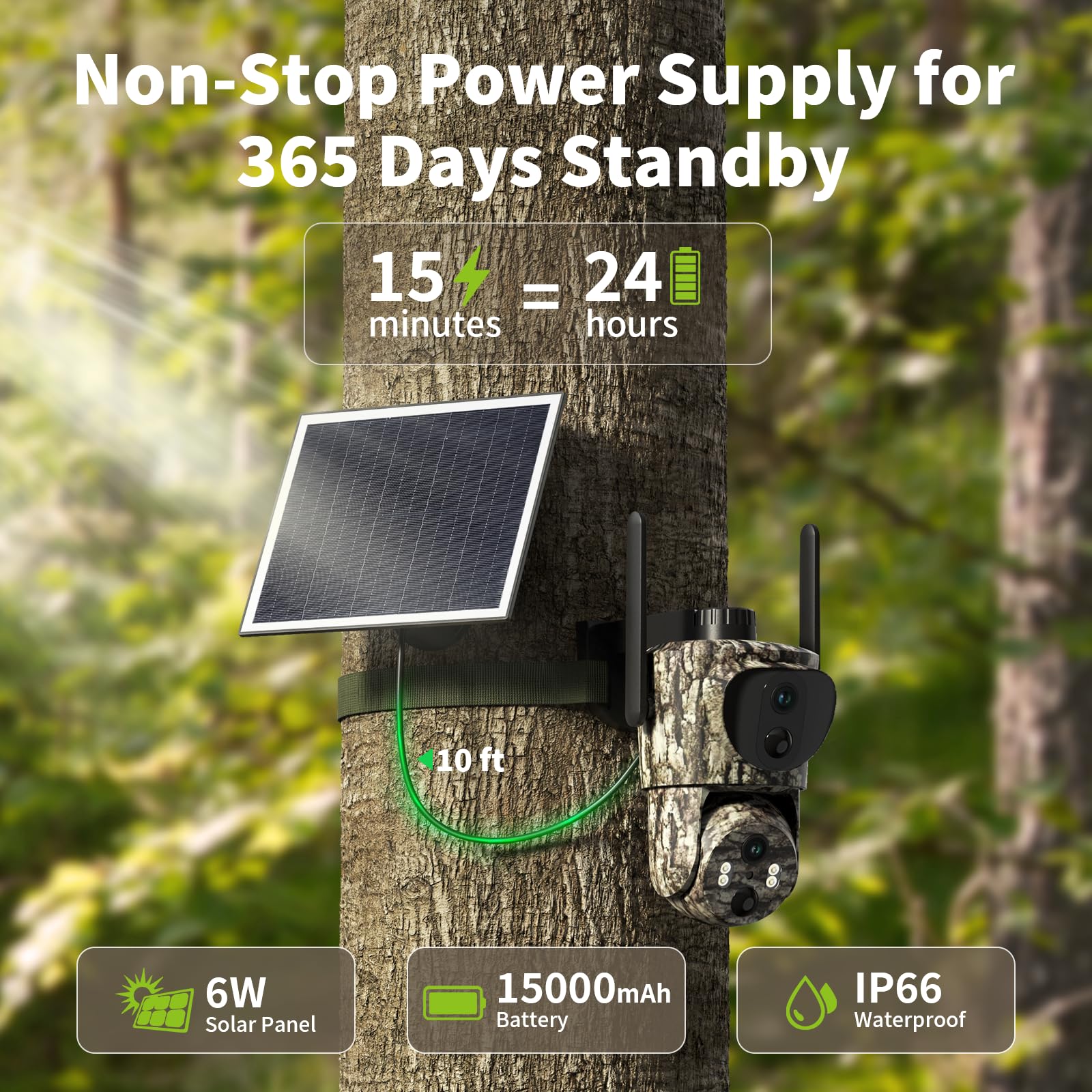 4G LTE Cellular Trail Camera with Dual Lens & Built-in SIM Card - 2K 360° Live View Game Camera, No-Glow IR Night Vision, Motion Activated, Solar Powered, Remote Phone Access - Perfect for Wildlife Monitoring, Home Security & Outdoor Surveillance