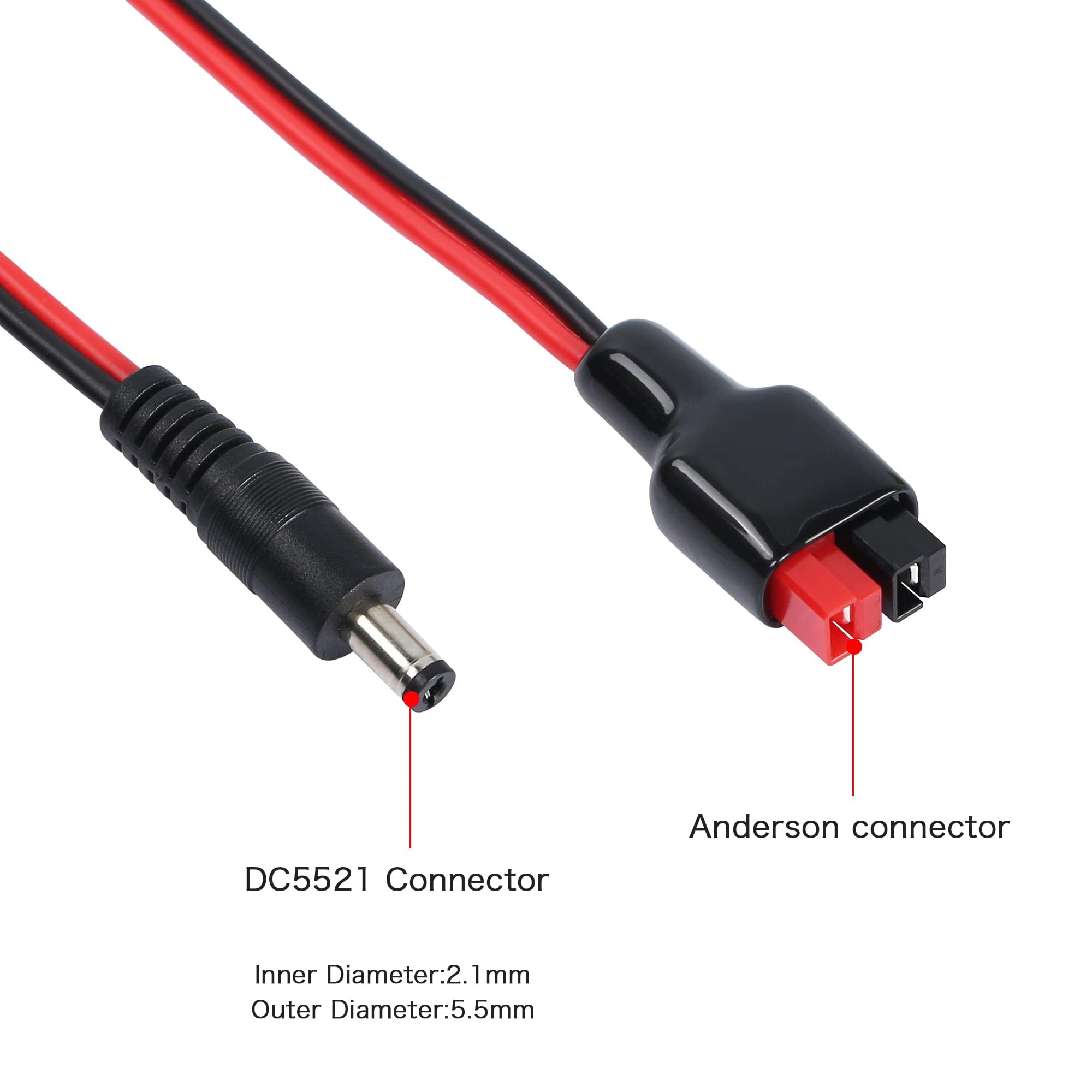QIANRENON 45A DC5525 (5.5x2.1mm) to Solar Panel Power Extension Cable - 16AWG Heavy Duty Solar Connector for Portable Generators, Backup Batteries & Foldable Solar Panels - 3.9ft/1.2m - Perfect for Off-Grid Power, RV Solar Systems & Emergency Power Supply