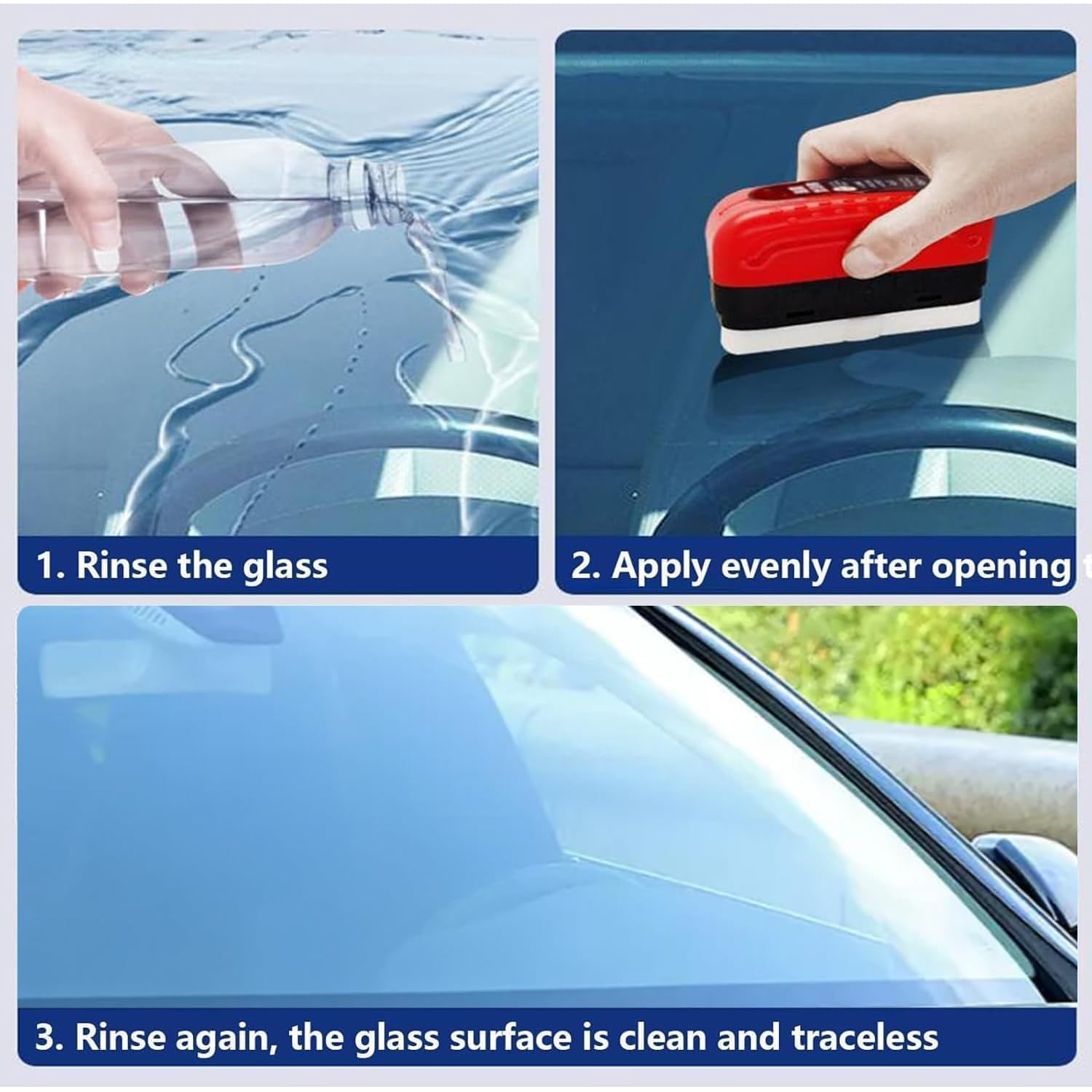 Premium Car Windshield Cleaner Brush & Oil Film Remover - Heavy-Duty Auto Glass Cleaning Tool for Crystal Clear Visibility - Perfect for Windshield, Rearview Mirror & Headlight Cleaning (1-Pack) - Ideal for Daily Driving, Road Trips & Winter Maintenance