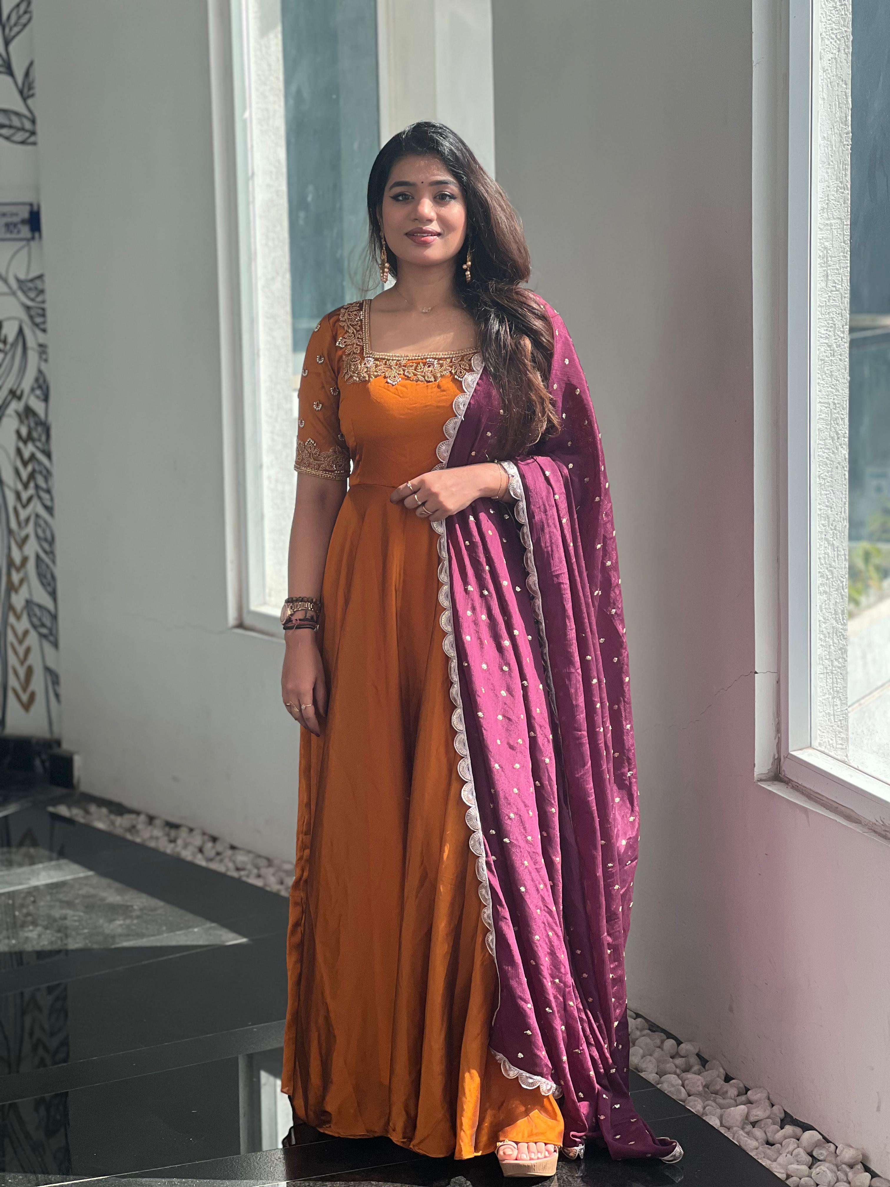 Brindha Premium Designer Anarkali Dress for Women - Elegant Indian Ethnic Wear for Parties, Weddings & Festive Occasions