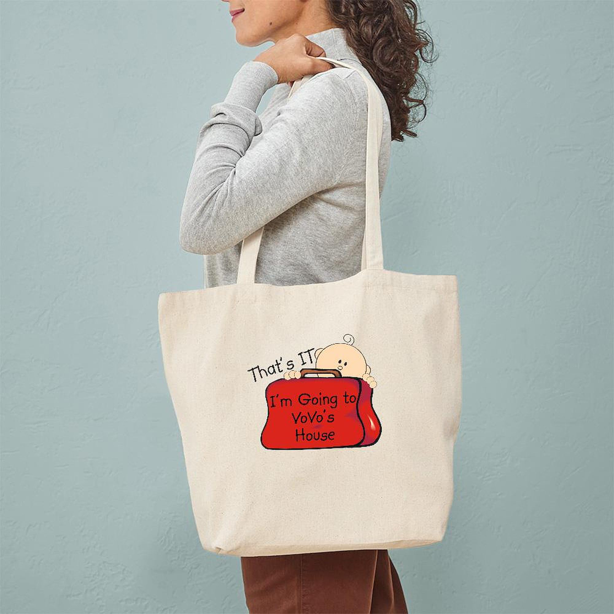 Funny 'Going To Vovo's' Natural Canvas Tote Bag - Reusable Grocery Shopping Bag for Women & Men - Perfect for Groceries, Beach Trips & Daily Errands