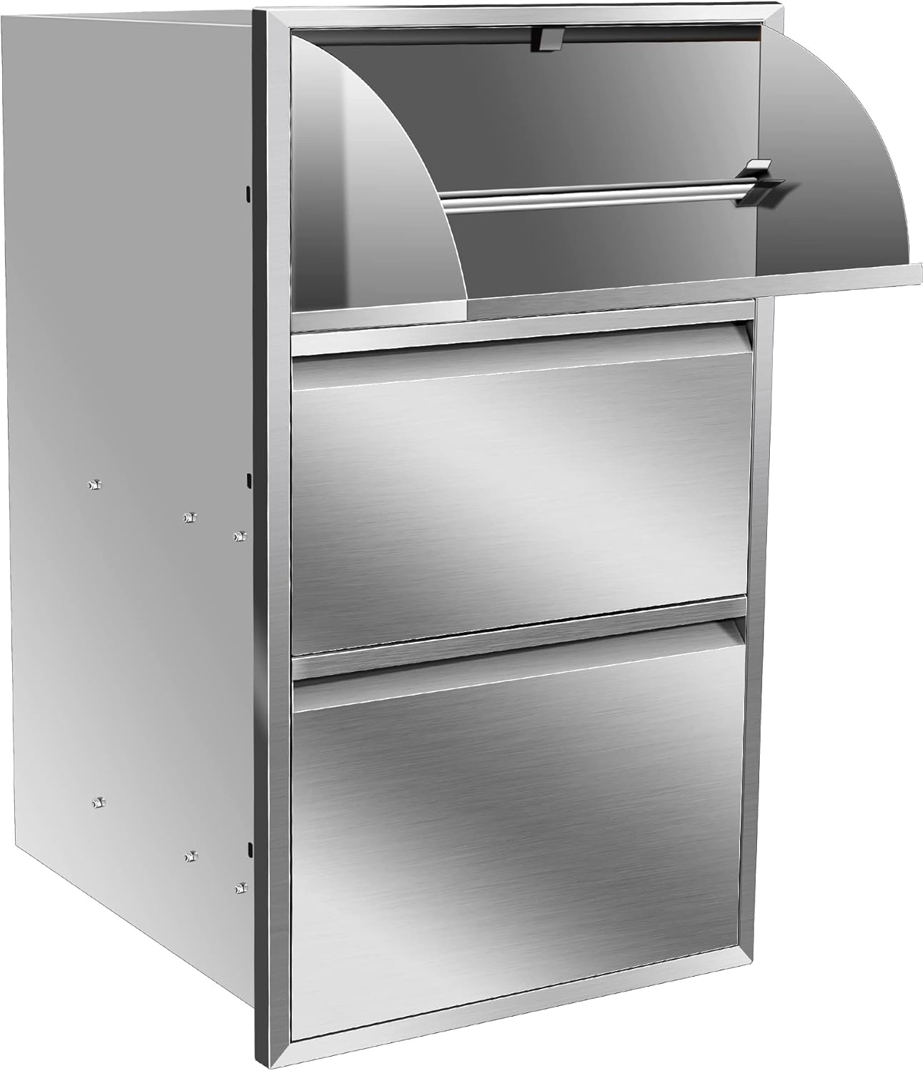 Stainless Steel Outdoor Kitchen Drawer - 17W x 30H x 21D Inch Single Pull-Out Cabinet for BBQ Grill, Patio & Backyard Storage