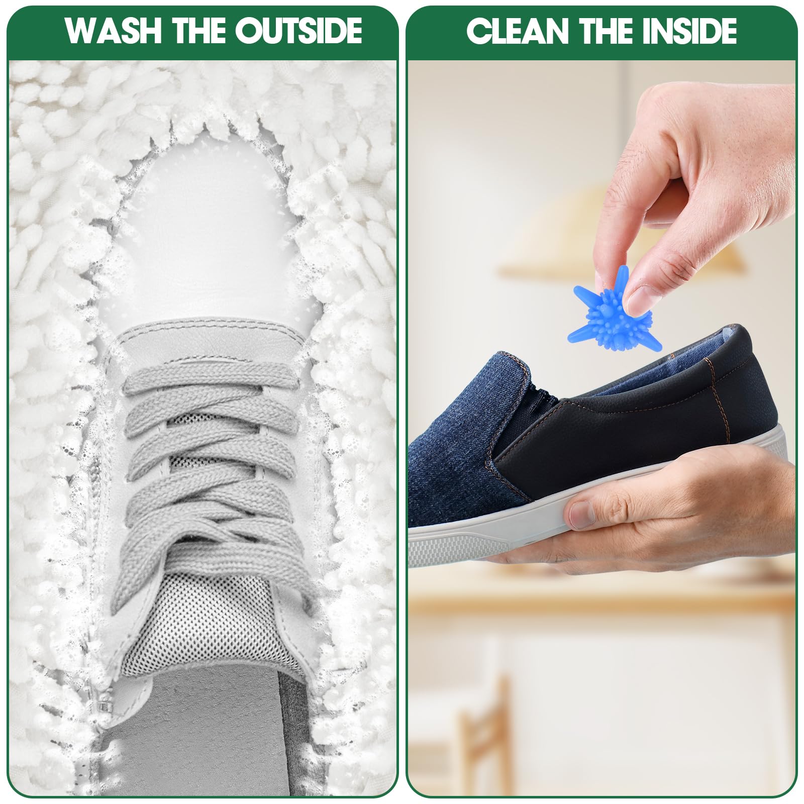 Sneaker Cleaning Bag with 10 Wash Balls - Shoe Washing Machine Protector for Gym Shoes, Flats & Sneakers - Large Zippered Laundry Bag for Men, Women & Kids - Perfect for Travel, Sports & Daily Shoe Care