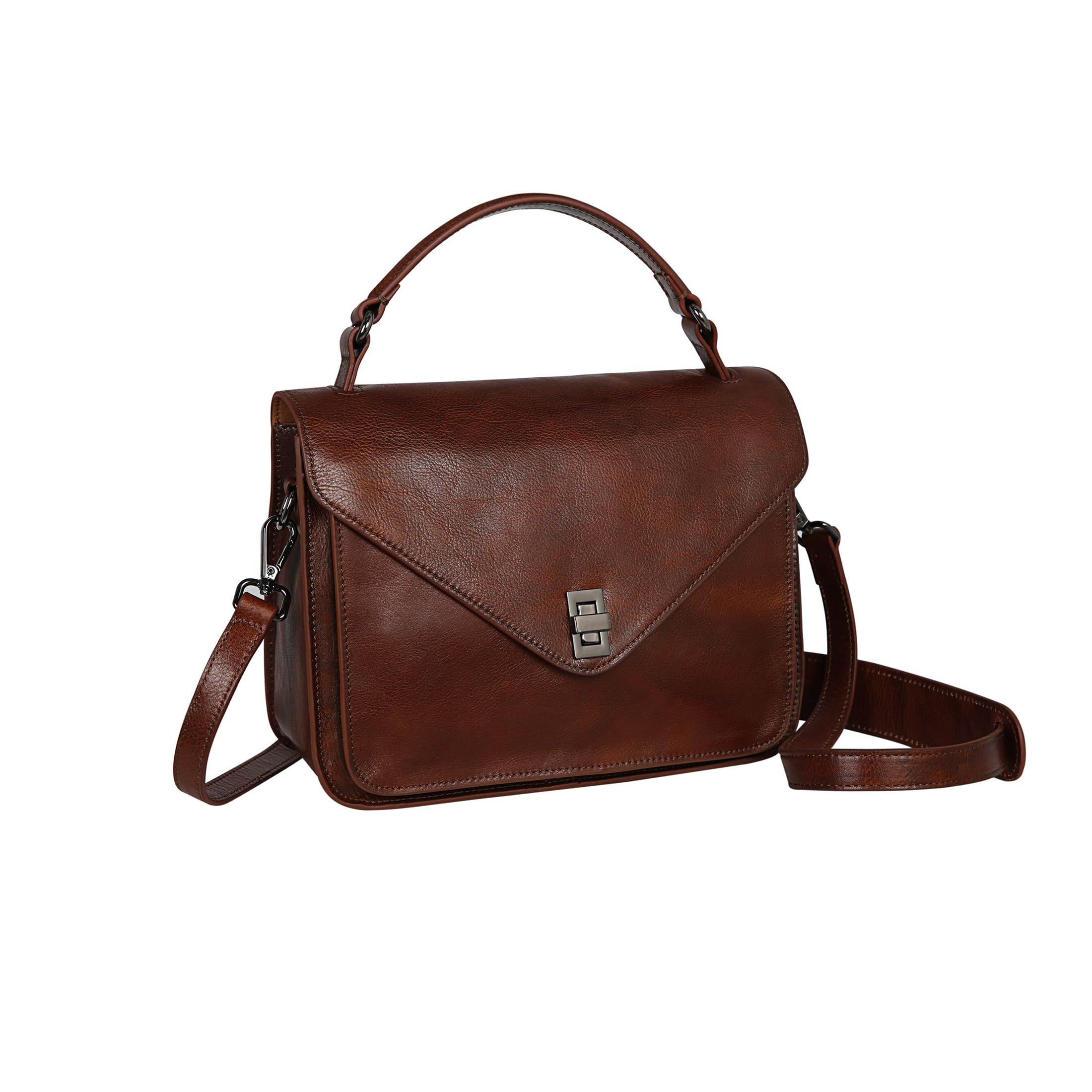 Vintage Leather Shoulder Bag for Women - Designer Crossbody Purse & Top Handle Satchel Handbag - Perfect for Work, Travel & Everyday Use