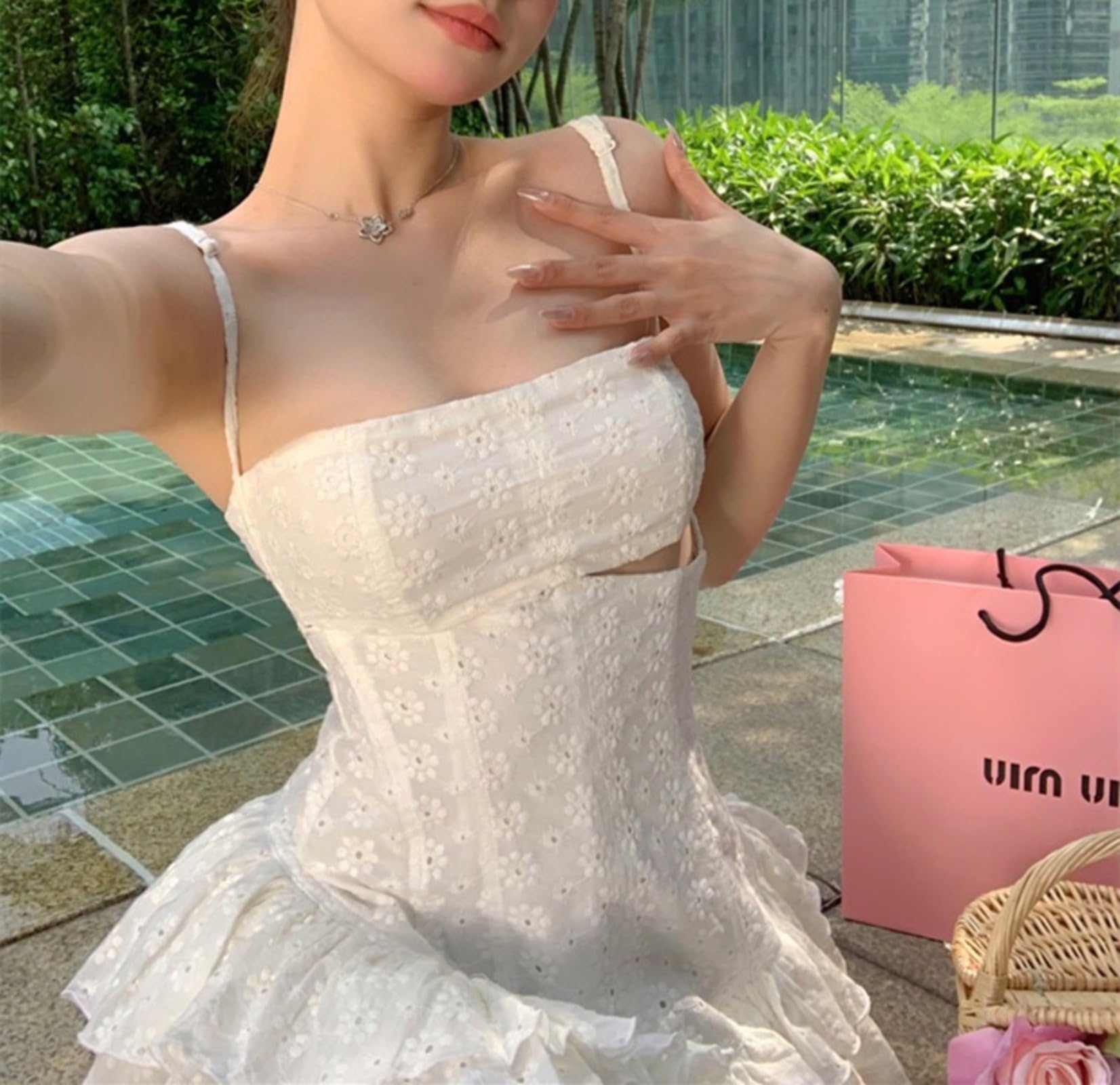 Women's Square Neck Asymmetrical Hem Off-Shoulder Tank Dress - Kawaii Vacation & Casual Streetwear Outfit for Beach, Party & Everyday Wear