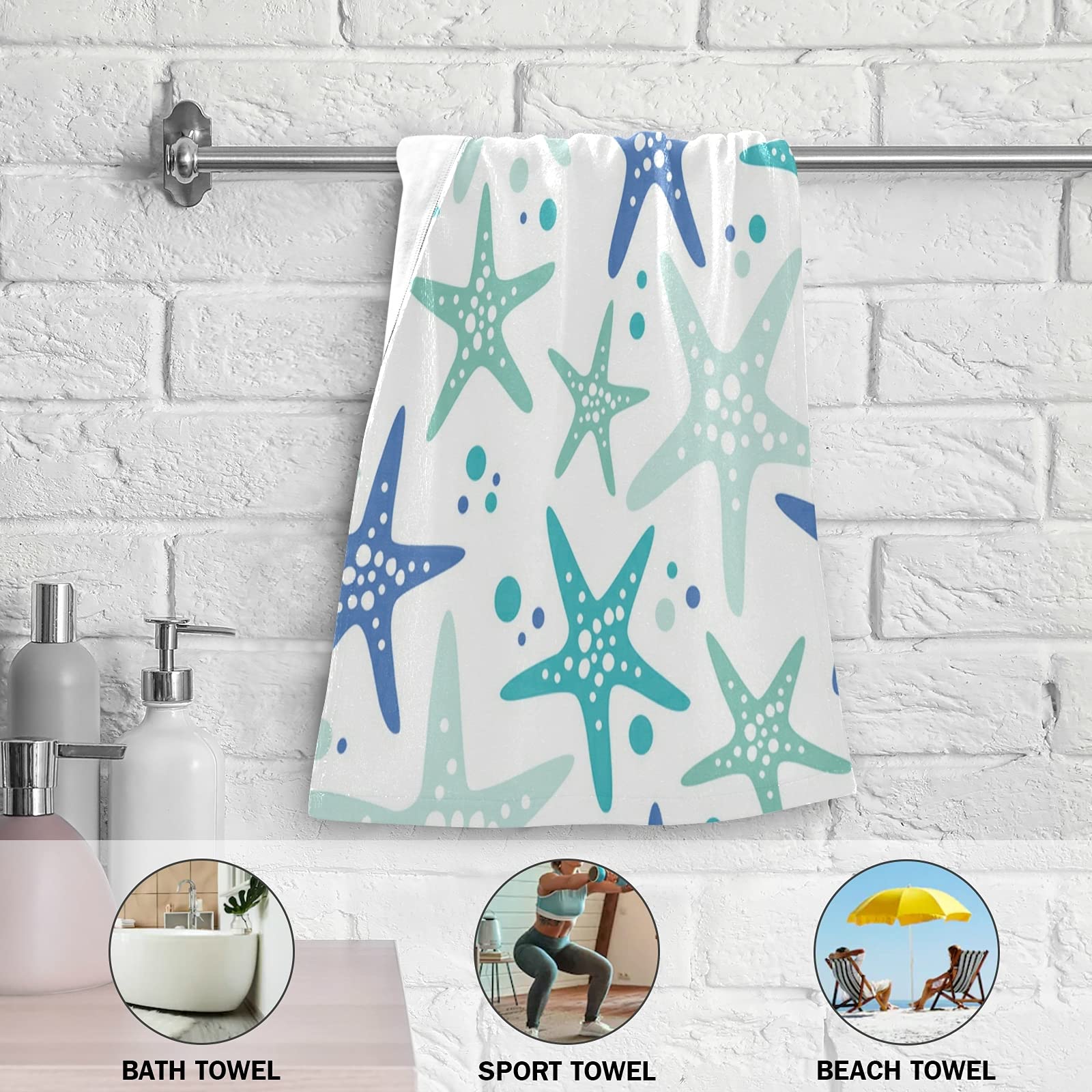 CHIFIGNO Cute Starfish Face Towels for Skincare - 2 Pack Soft Washcloths, Absorbent Dish Towels for Kitchen & Fingertip Bath Towels | Perfect for Spa Day, Facial Cleansing & Gentle Exfoliation