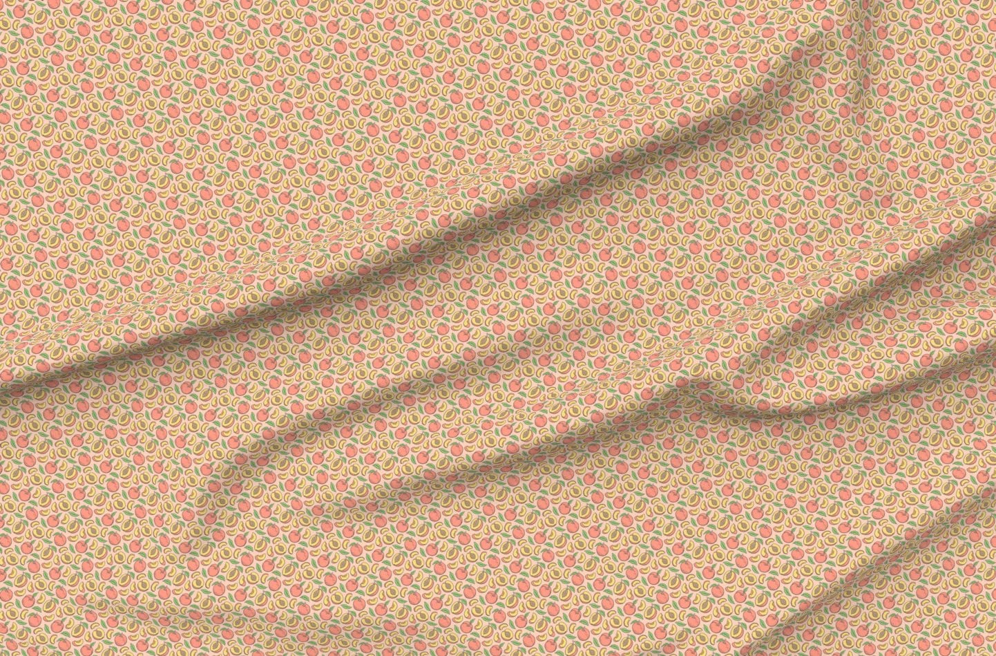 Peach Print Satin Fabric by The Yard - Tiny Peach Fruits Design for Spring Summer Sewing, Lining, Apparel, Fashion, Blankets & Home Decor | Perfect for Picnics, Dresses, and DIY Crafts