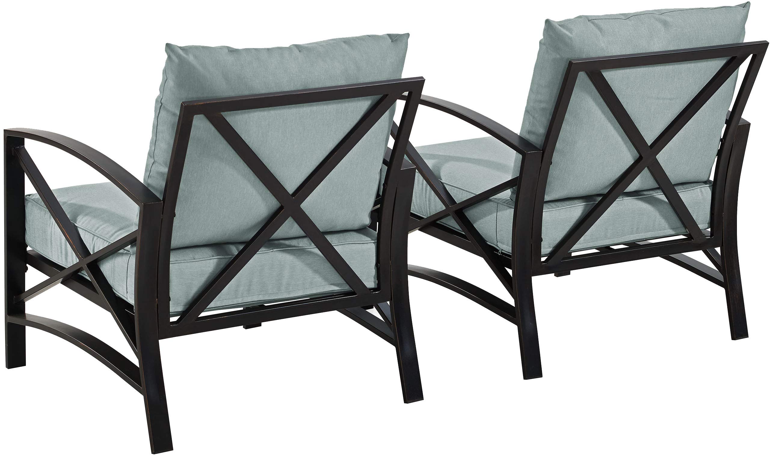 Crosley Furniture Kaplan 2-Piece Outdoor Patio Chair Set - Oiled Bronze with Mist Cushions - Perfect for Conversation Areas, Porch, Deck, Balcony & Garden Relaxation