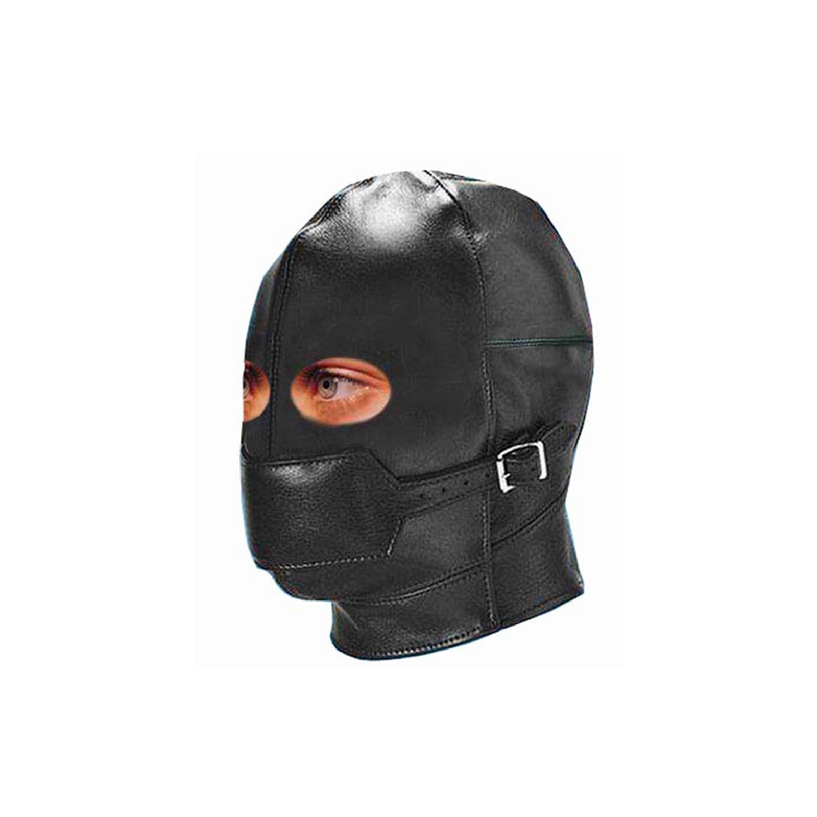Sexy Hood with Mask & Plugs - Adjustable Eye & Mouth Cover for Couples - BDSM Role Play & Sensual Bondage Accessory