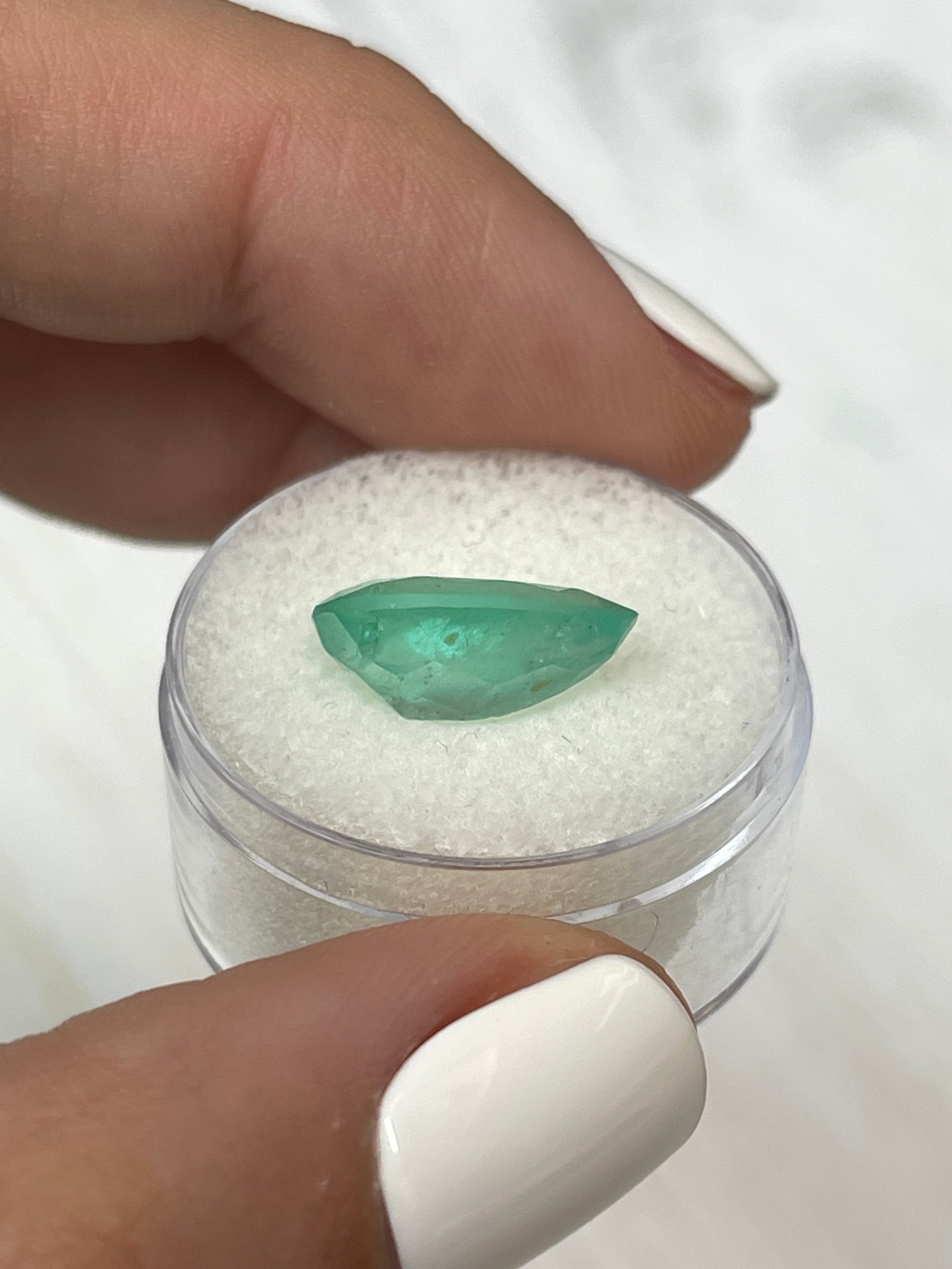 4.20 Carat Light Green Natural Loose Colombian Emerald Pear Cut Gemstone for Jewelry Making - Engagement Rings, Necklaces & Earrings
