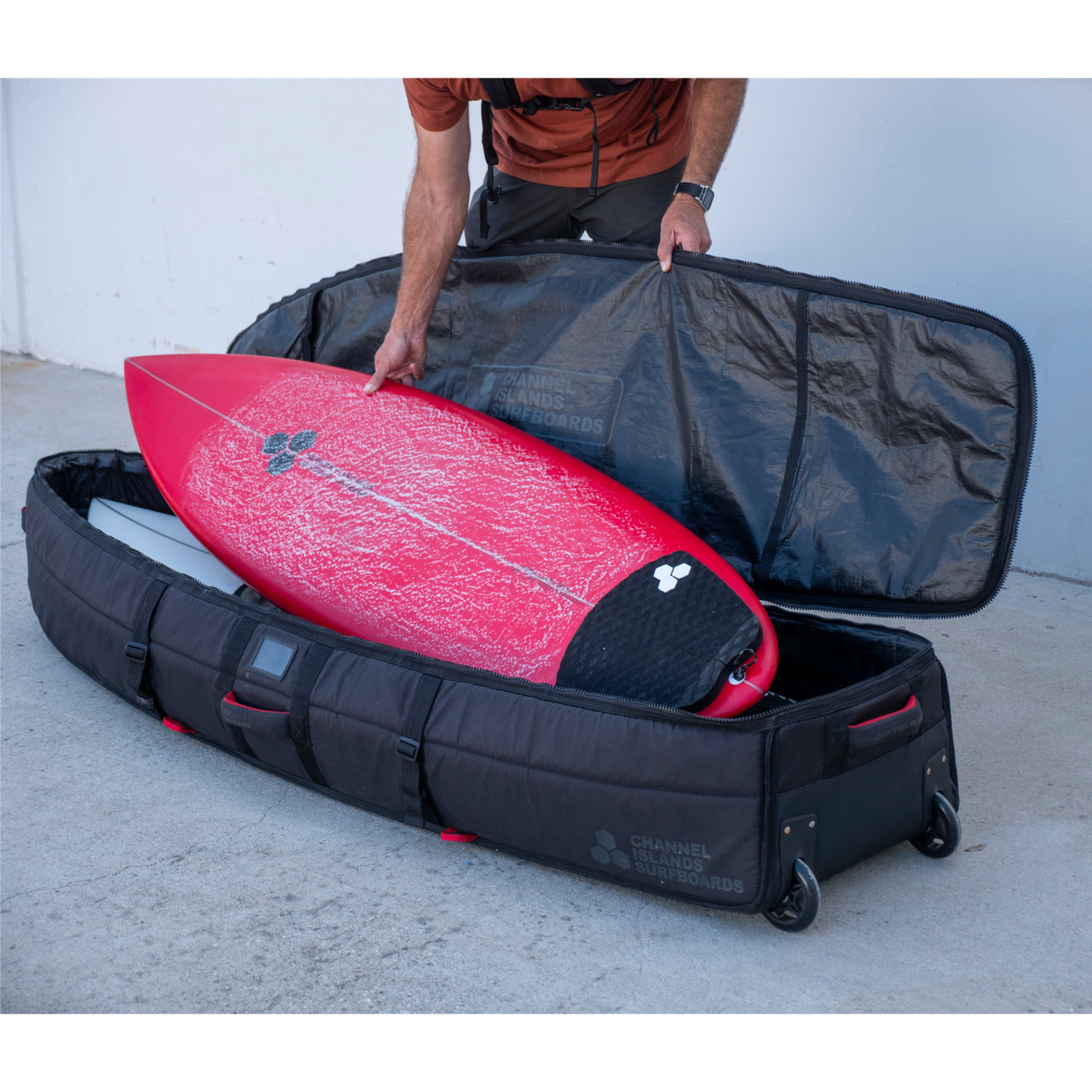 Channel Islands QUAD Wheeled TRAVELER Surfboard Cover - Black - Waterproof & Durable Protection for Travel & Storage | Perfect for Surf Trips, Airplane Transport & Beach Days