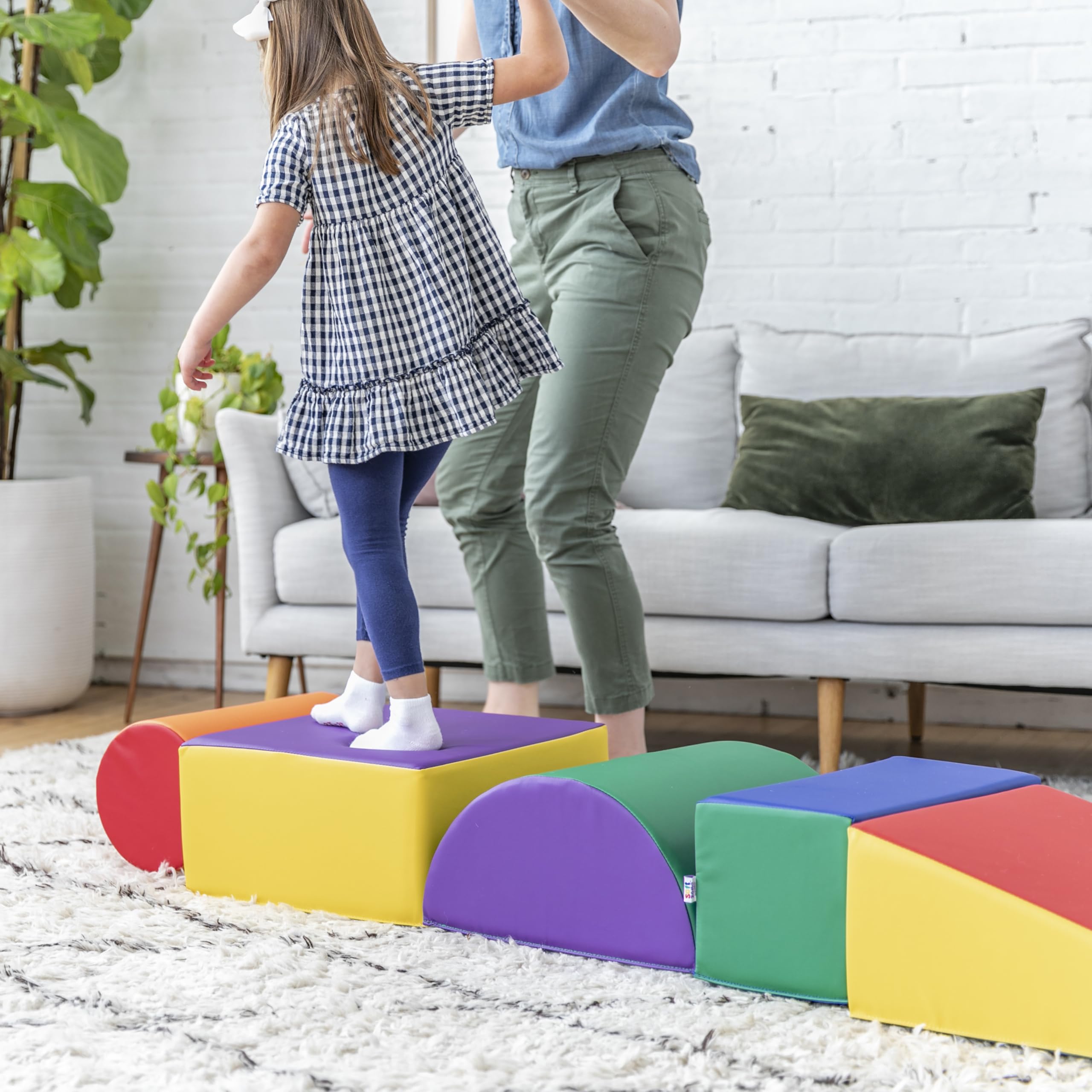 ECR4Kids SoftZone Climb and Crawl Playset - 5-Piece Foam Building Blocks for Toddlers | Safe Indoor Play Equipment for Daycare, Preschool & Home Playroom