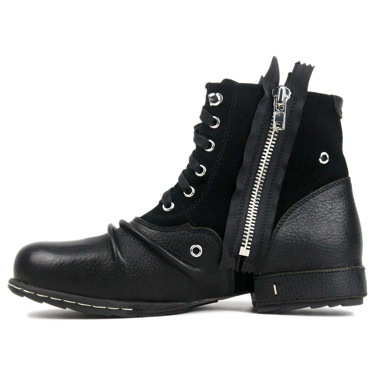 OSSTONE Men's Fashion Leather Chukka Boots with Zipper - Casual Motorcycle Shoes OS-5008-8-US - Perfect for Riding, Daily Wear & Outdoor Activities