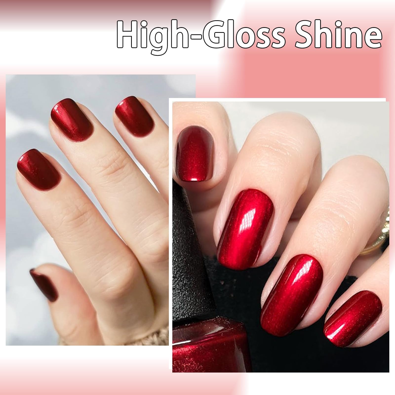 COSMOO Wine Red Nail Polish - 12ml Burgundy Quick Dry Nail Lacquer with Shimmer Finish | Long Lasting Ultra Chrome Nail Enamel for Women | Perfect for Parties, Weddings & Special Occasions (0.41 fl oz)