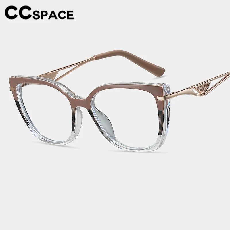 CCspace Women's Full Rim Square Cat Eye Titanium Eyeglasses Frame - Lightweight TR90 Material for All-Day Comfort - Perfect for Office, Reading & Fashion Accessories