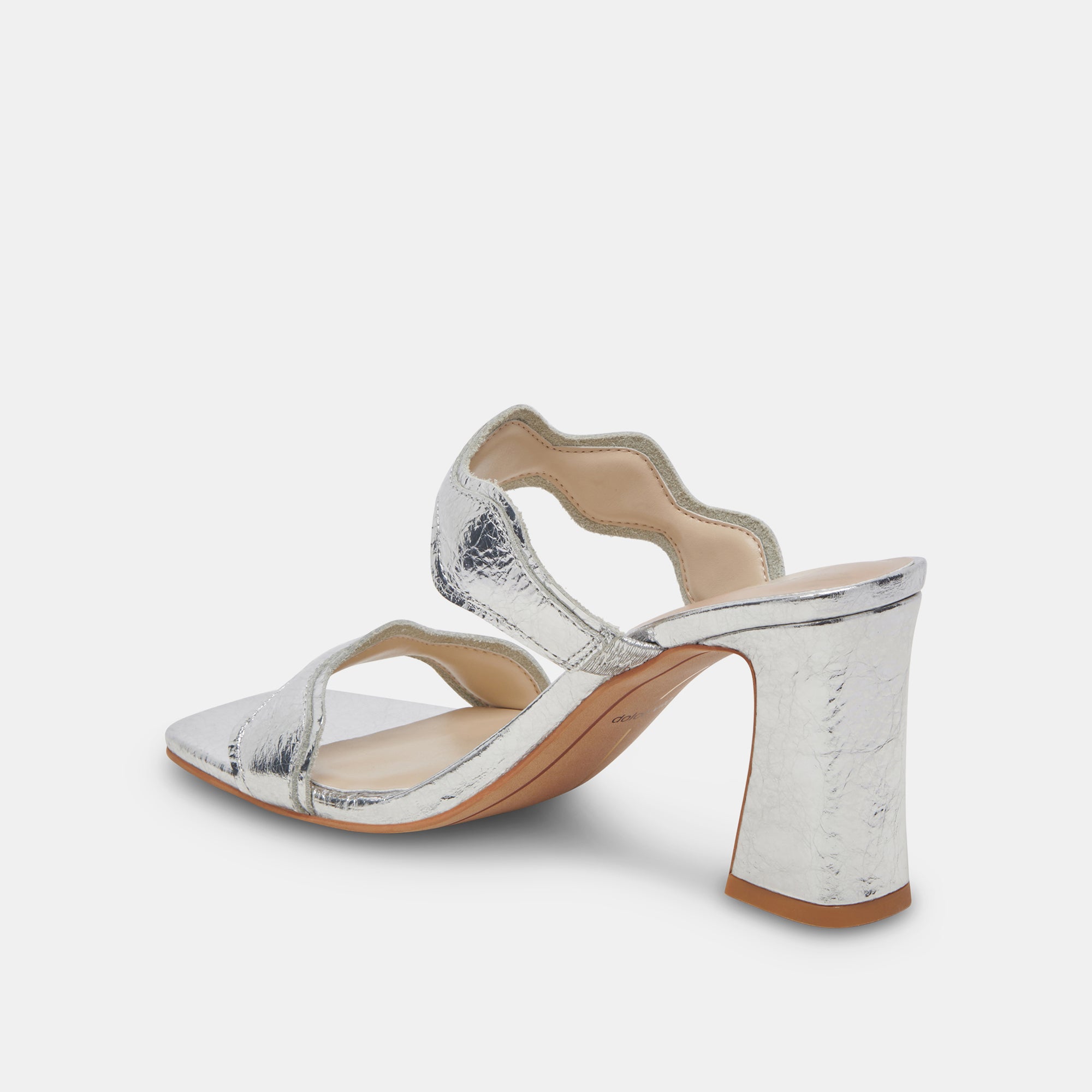 ILVA Women's Wide Heel Sandals - Silver Distressed Leather Shoes for Comfort & Style | Perfect for Parties, Weddings & Evening Events