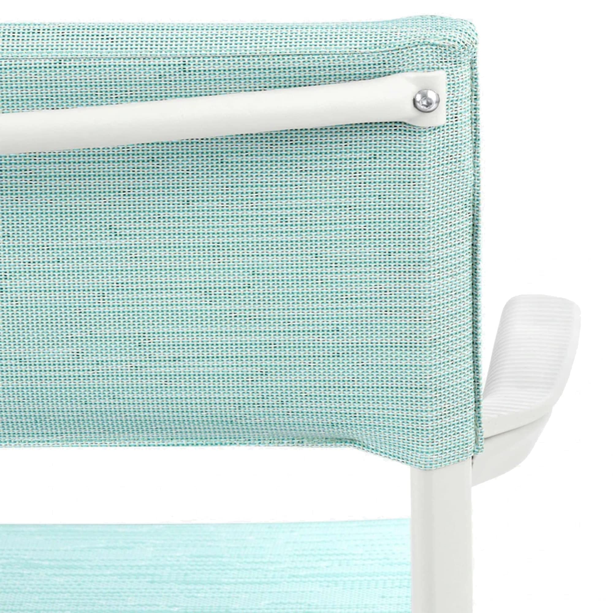 Lafuma ORON Outdoor Dining Armchair Set of 2 - Sand Frame & Mistral Blue - Weather-Resistant Patio Furniture for Garden, Poolside, and Backyard Relaxation