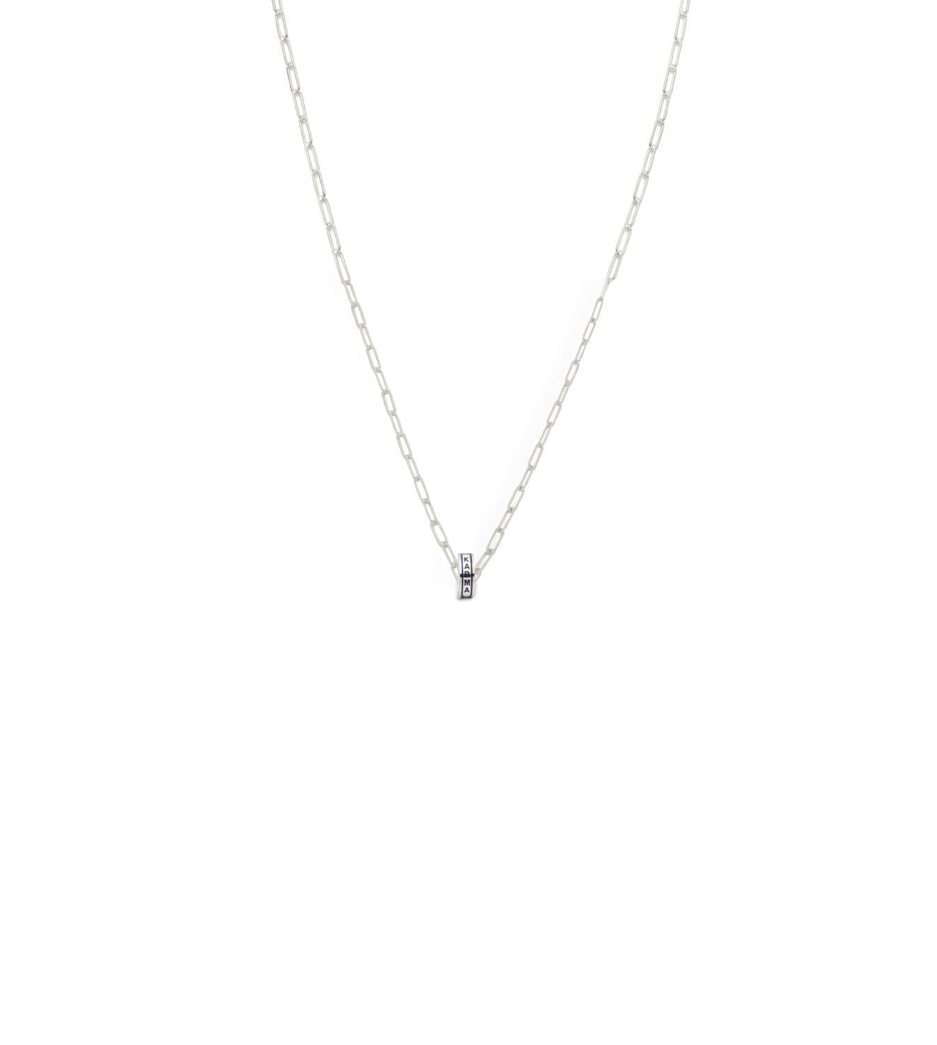 Karma Heartbeat Super Fine Clip Chain Necklace - 14K White Gold Plated Dainty Jewelry for Women, Perfect Gift for Valentine's Day, Anniversary & Everyday Elegance