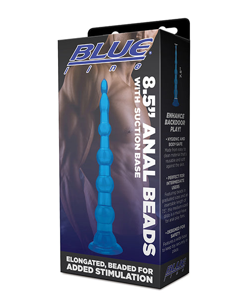Blue Line Anal Beads with Suction Cup - 8.5 Inch Pleasure Beads for Sensual Play - Perfect for Couples & Solo Exploration - Adult Toy for Enhanced Intimacy