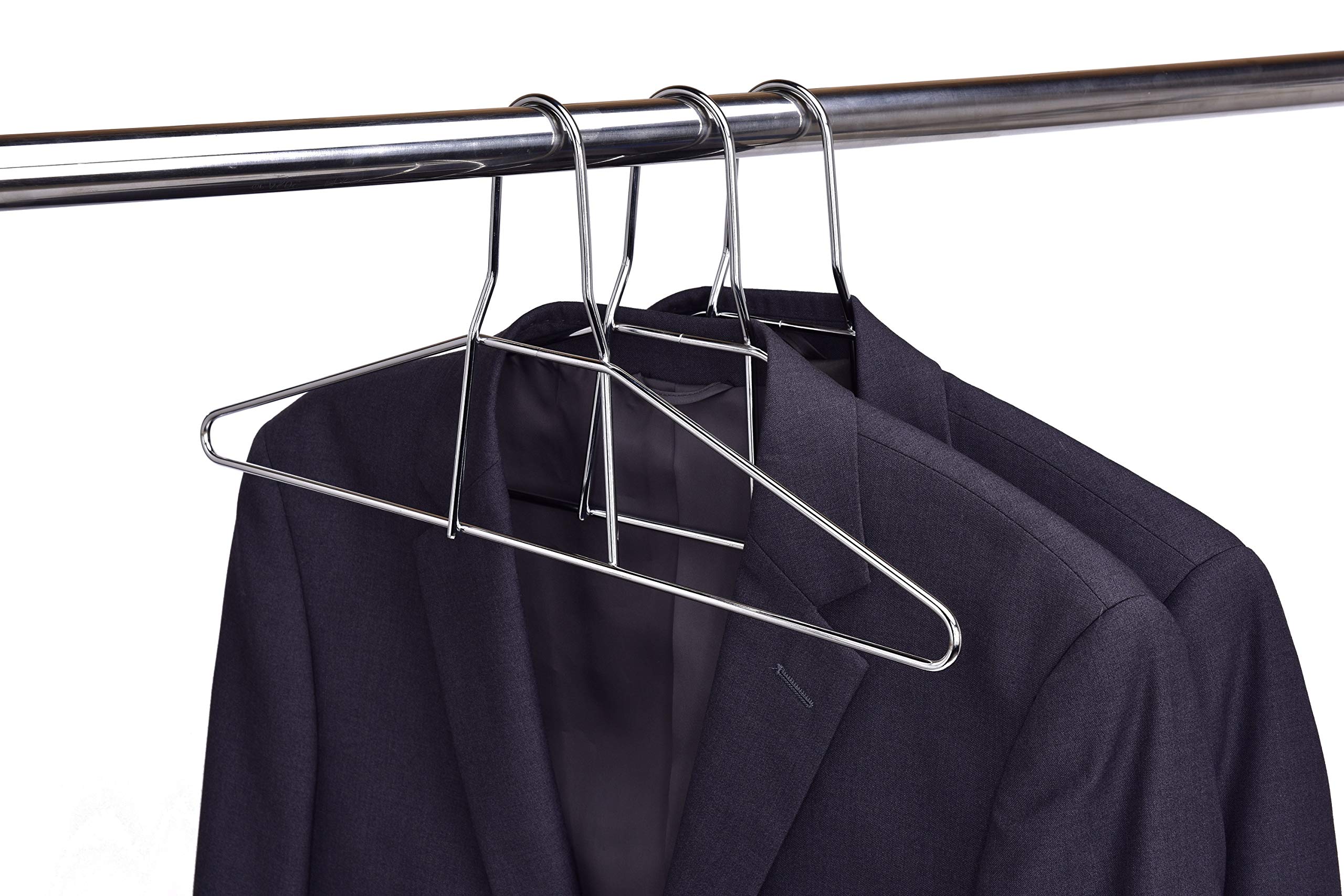 Premium Heavy Duty Metal Hangers - 30 Pack Commercial Grade Anti-Theft Wire Hangers for Suits, Coats & Jackets - 200LB Capacity Chrome Hangers for Gyms, Retail Stores & Hotels - Ideal for Wardrobe Organization, Retail Displays & Commercial Laundry Use