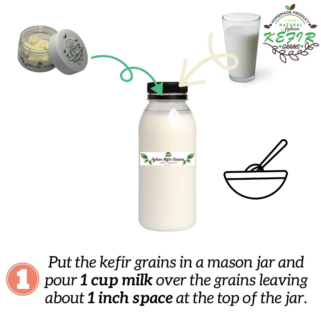 1 TBSP Fresh Milk Kefir Grains - Live Probiotic Starter Culture for Homemade Yogurt & Fermented Drinks - Includes Complete Starter Kit for Gut Health & Digestion - Perfect for Smoothies, Baking & Healthy Breakfasts