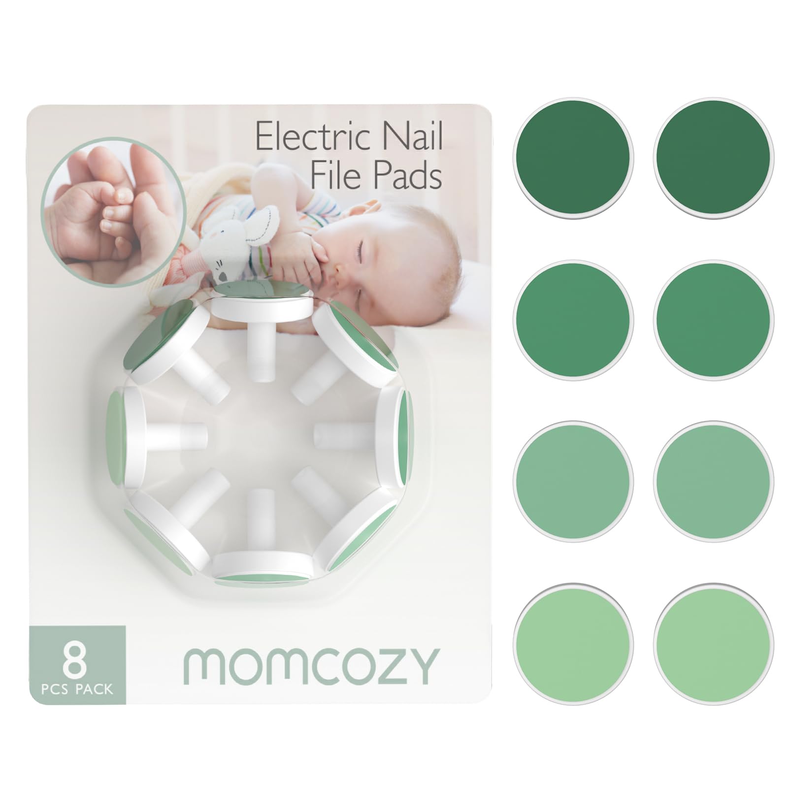 Momcozy Electric Nail Trimmer Replacement Pads - 8 Pack Grinding Pads for Baby & Toddler Nail Care - Compatible with Momcozy Nail Trimmer - Gentle & Safe Nail Filing for Newborns & Infants - Perfect for At-Home Baby Grooming & Travel Nail Care