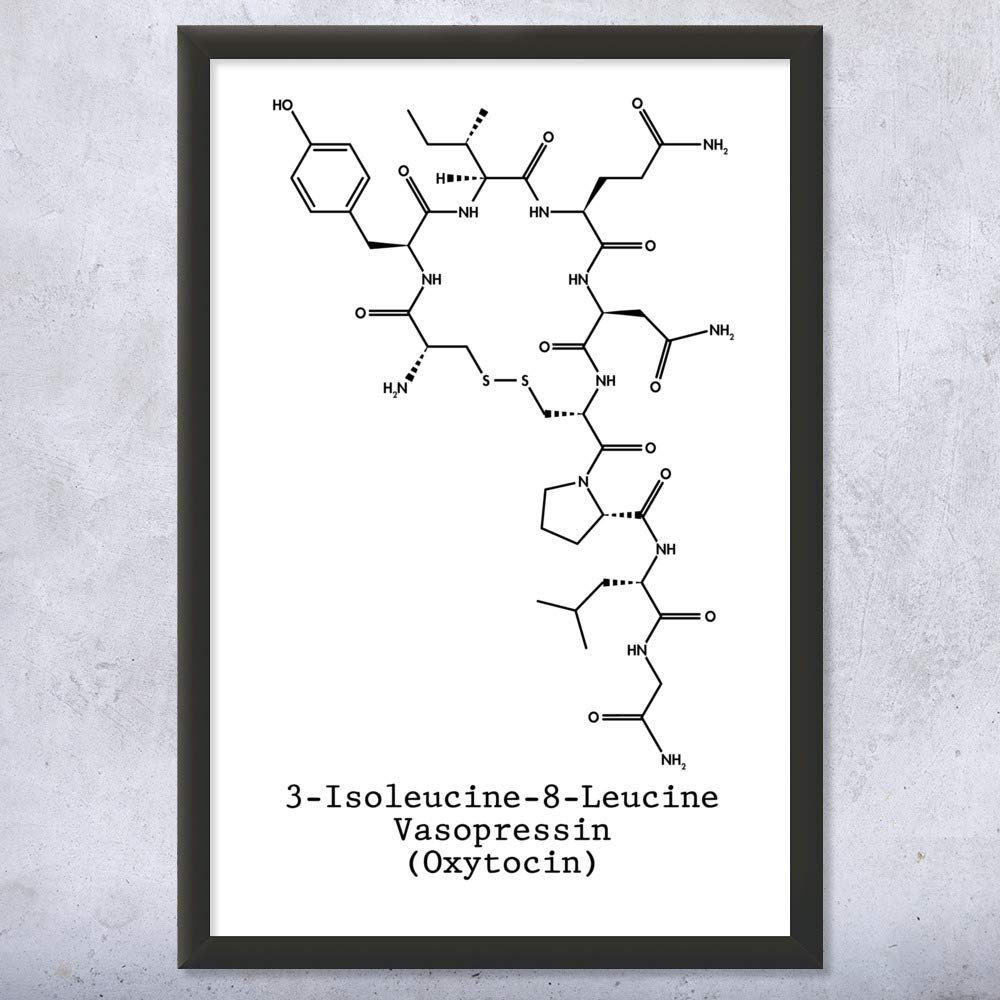 Oxytocin Molecule Art Print - Love Hormone Science Poster - Black & White Neurochemistry Wall Decor (11x14) - Perfect Gift for Biologists, Professors & Science Lovers | Home Office, Classroom & Lab Decor