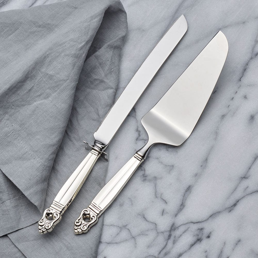 Royal Danish Sterling Silver Wedding Cake Knife and Server Set - Elegant Bridal Shower Gift for Wedding Ceremony, Anniversary & Special Occasions