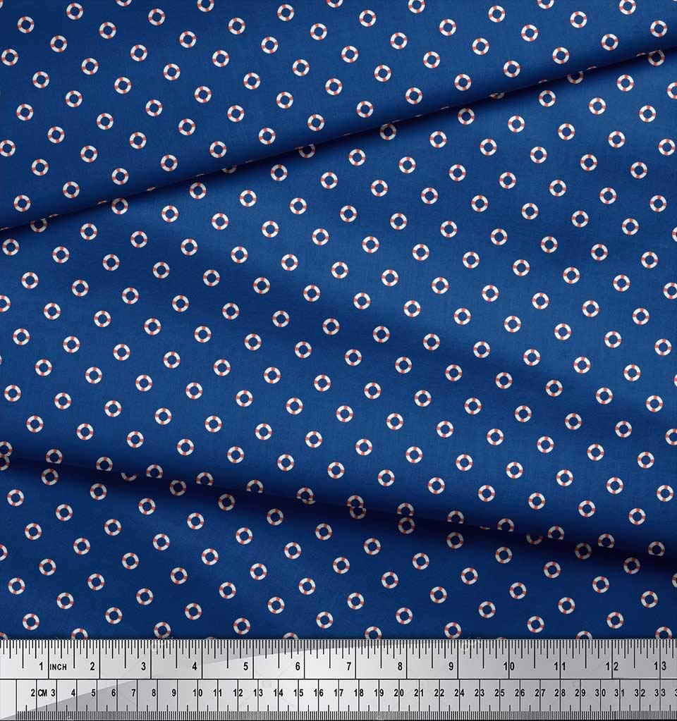Soimoi Moss Georgette Brown Fabric by The Yard - 42 Inch Wide Printed Fabric with Small Swimming Ring Design for Summer Swimwear, Beach Cover-ups, and DIY Crafts