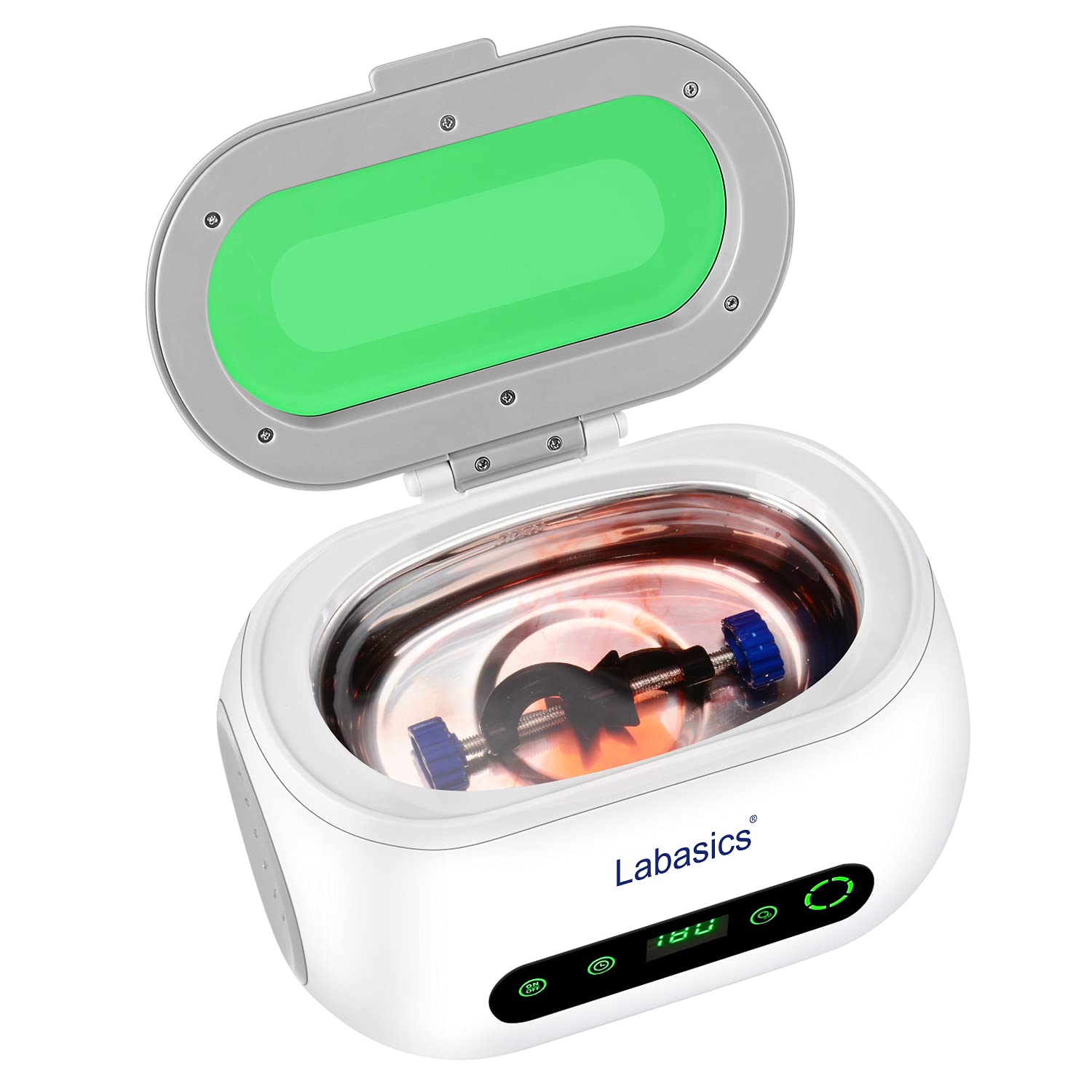 Labasics Professional Ultrasonic Cleaner Machine - 600ml Compact Digital Ultrasonic Cleaning Device for Jewelry, Glasses, Dentures & Lab Instruments - Perfect for Home, Clinic & Laboratory Use