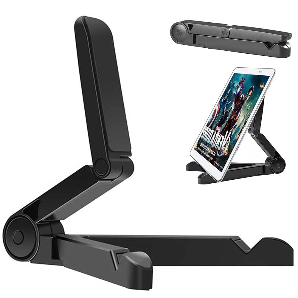 Adjustable Tablet Stand Holder for iPad, Samsung Galaxy, Kindle Fire - Portable Phone Desk Stand for iPhone 13/12/11 Pro Max - Perfect for Reading, Watching Movies & Video Calls at Home/Office/Travel