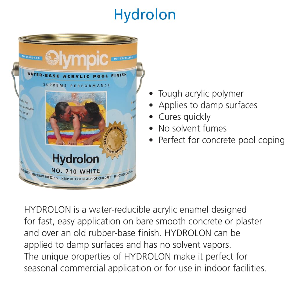 Olympic Pool Paint - Hydrolon Blue Mist 1 Gallon - Water-Based Acrylic Emulsion Swimming Pool Coating - Low Sheen Satin Finish for Plaster or Concrete Pools - Ideal for Residential & Commercial Pool Renovations