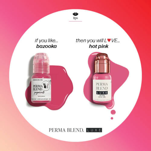 Perma Blend Luxe Hot Pink Tattoo Ink - Professional Cosmetic Pigment for Permanent Makeup & Tattoo Artists - Perfect for Eyebrows, Lips & Body Art