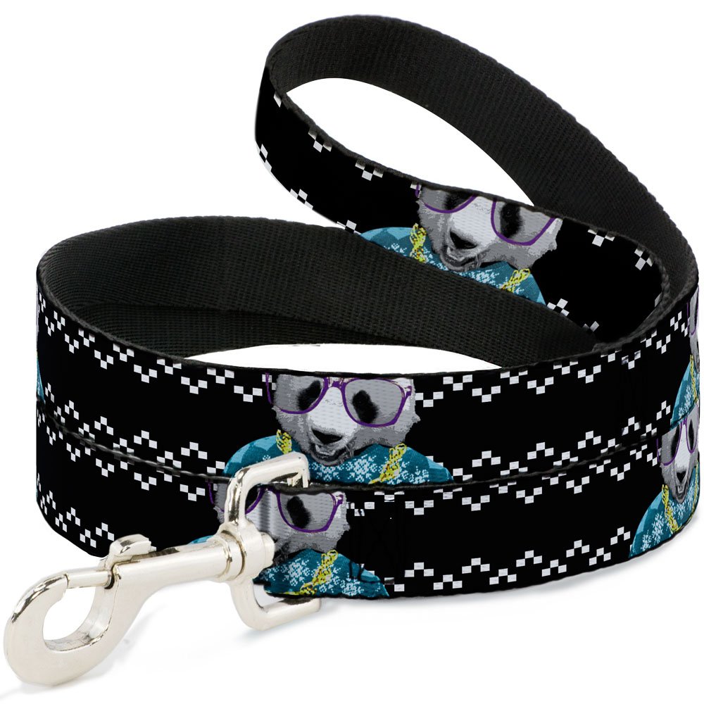 Buckle-Down Pet Leash - Panda Bling Design - 4 Feet Long & 1.5
